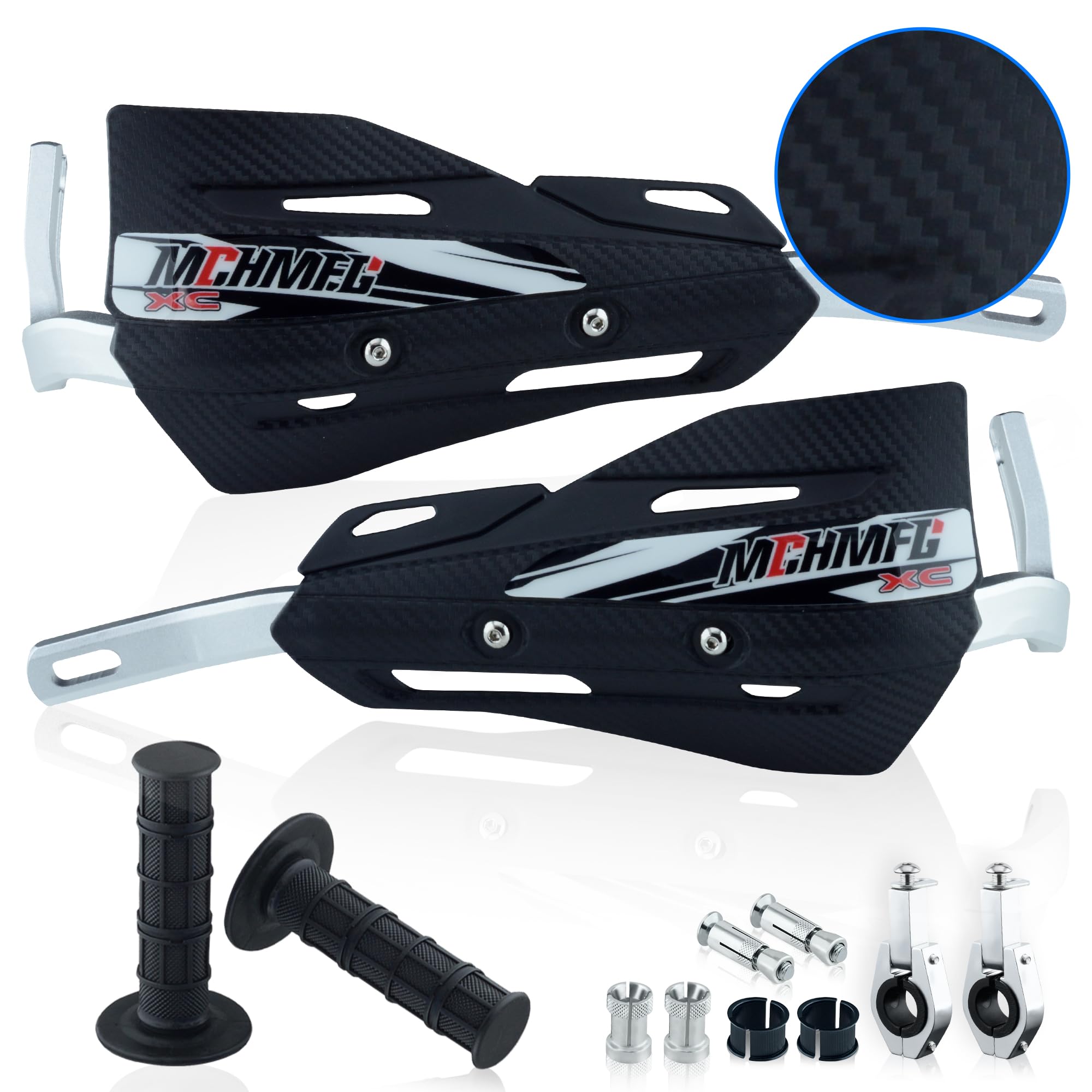 MCHMFG Dirt Bike Handguards with Grips - 7/8'' and 1 1/8'' Motorcycle Hand Guards for ATV - Universal Handguards Bracket for Off