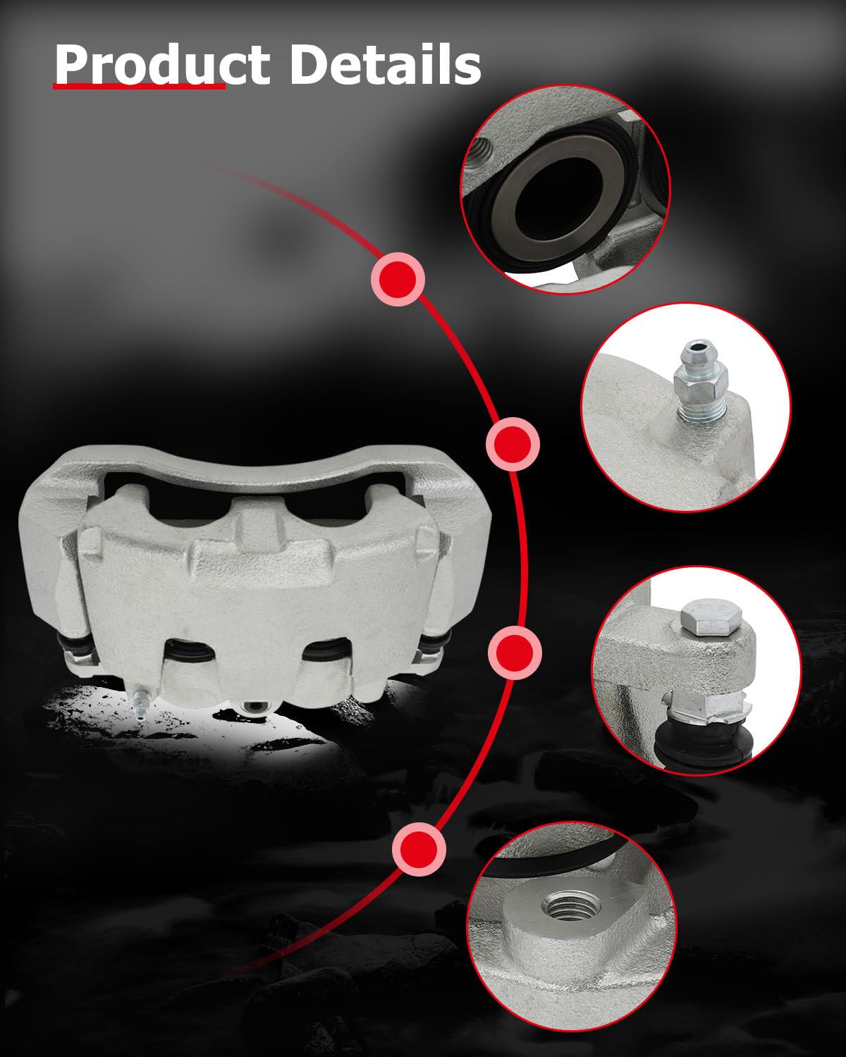 cciyu 18B5054 Front Left Brake Caliper With Bracket For Chrysler For Aspen,For Dodge For Dakota/For Durango/For Ram 1500,For Ram
