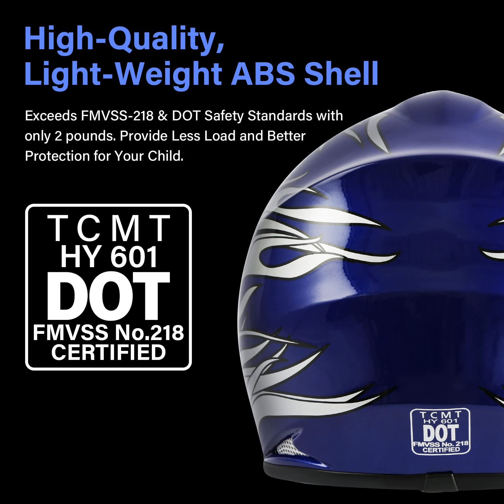 TCMT Dot Youth & Kids Motocross Offroad Street Blue Flame Motorcycle Youth Helmet Dirt Bike Motocross ATV Helmet+Goggles+Gloves