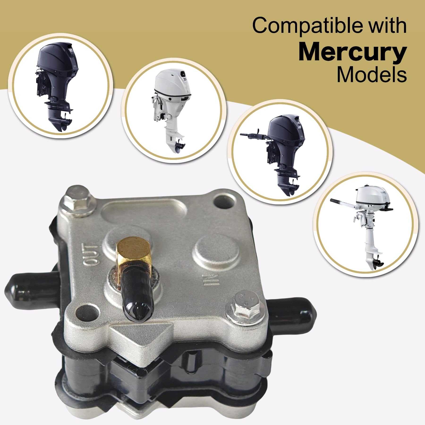 JLM MARINE 14360A78 Fuel Pump for Mercury Mariner 2 Stroke 30-300 HP Outboard Models 14360A73 14360A43 14360A50