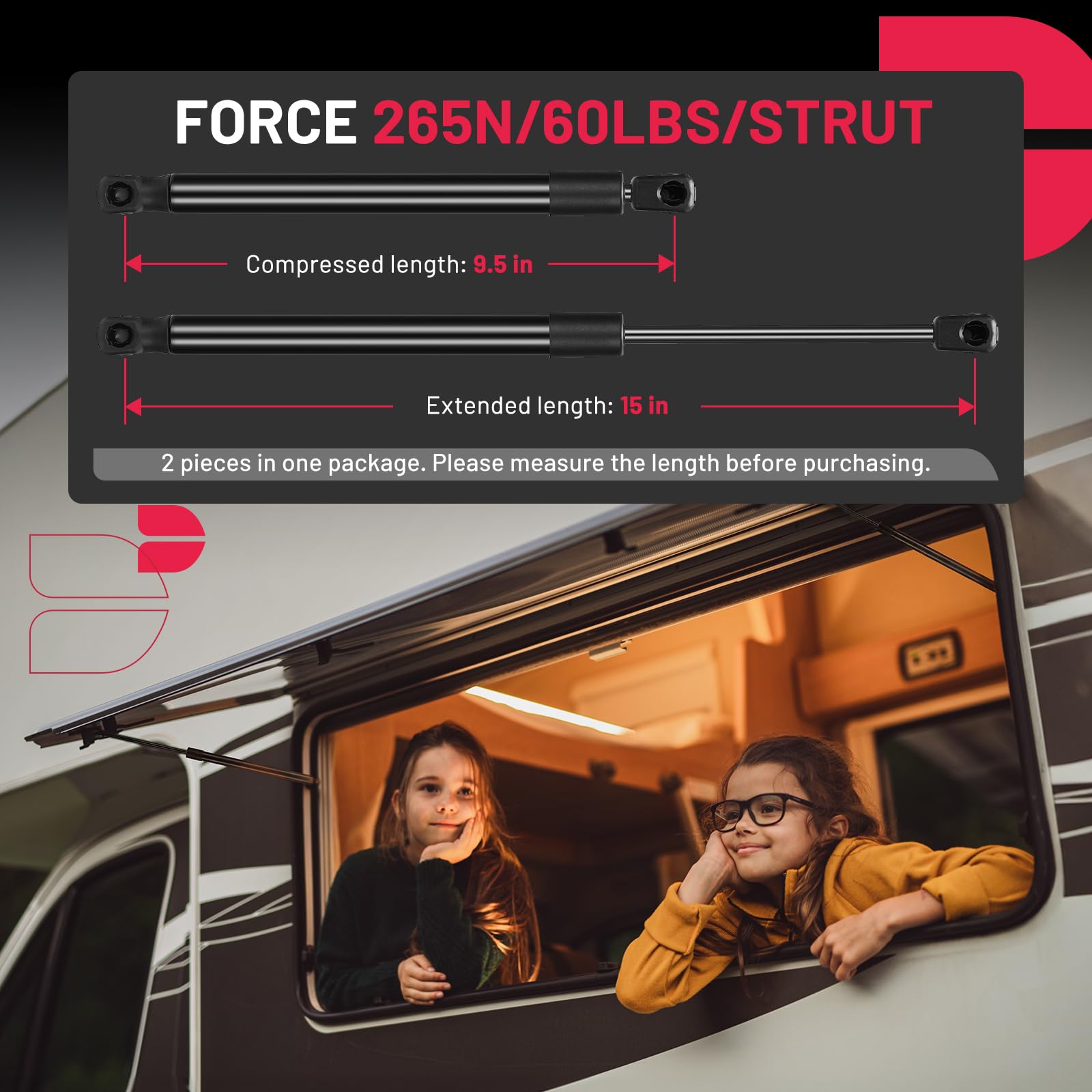 Bdfhyk C16-23994 15Inch 60Lbs (265N) Gas Shocks Struts Lift Support For Leer Camper Shell Window Truck Canopy Cap Cover Cabinets