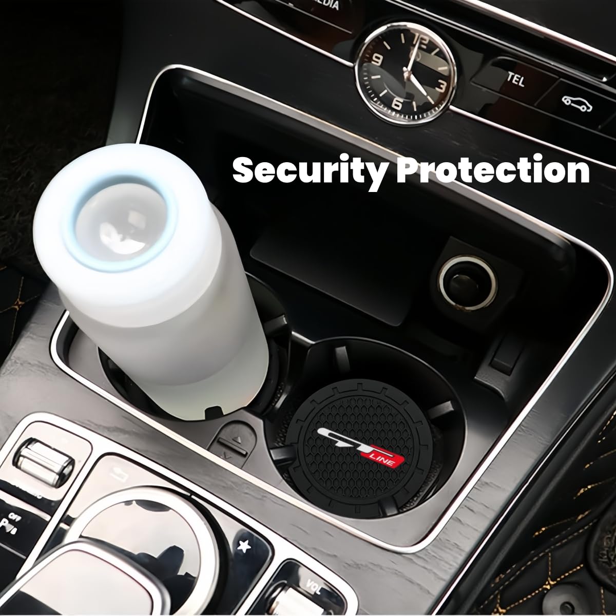 2 Pcs Black car Cup Holder Coaster Compatible with Jaguar XE XEL XF XFL XJ F-PACE F-Type 2.75 Inch Silicone Anti-Slip Fashion ca