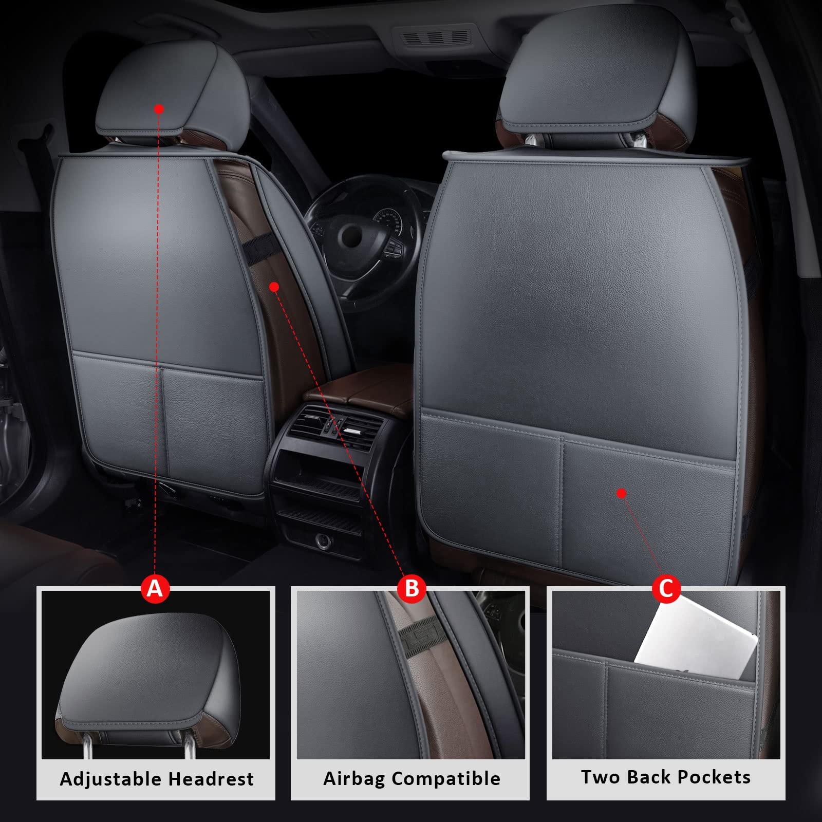 MIROZO 2PCS Ram Seat Cover,Front Truck Seat Covers For Dodge Ram Truck Accessories Compatible with 2009-2024 RAM 1500 2500 3500