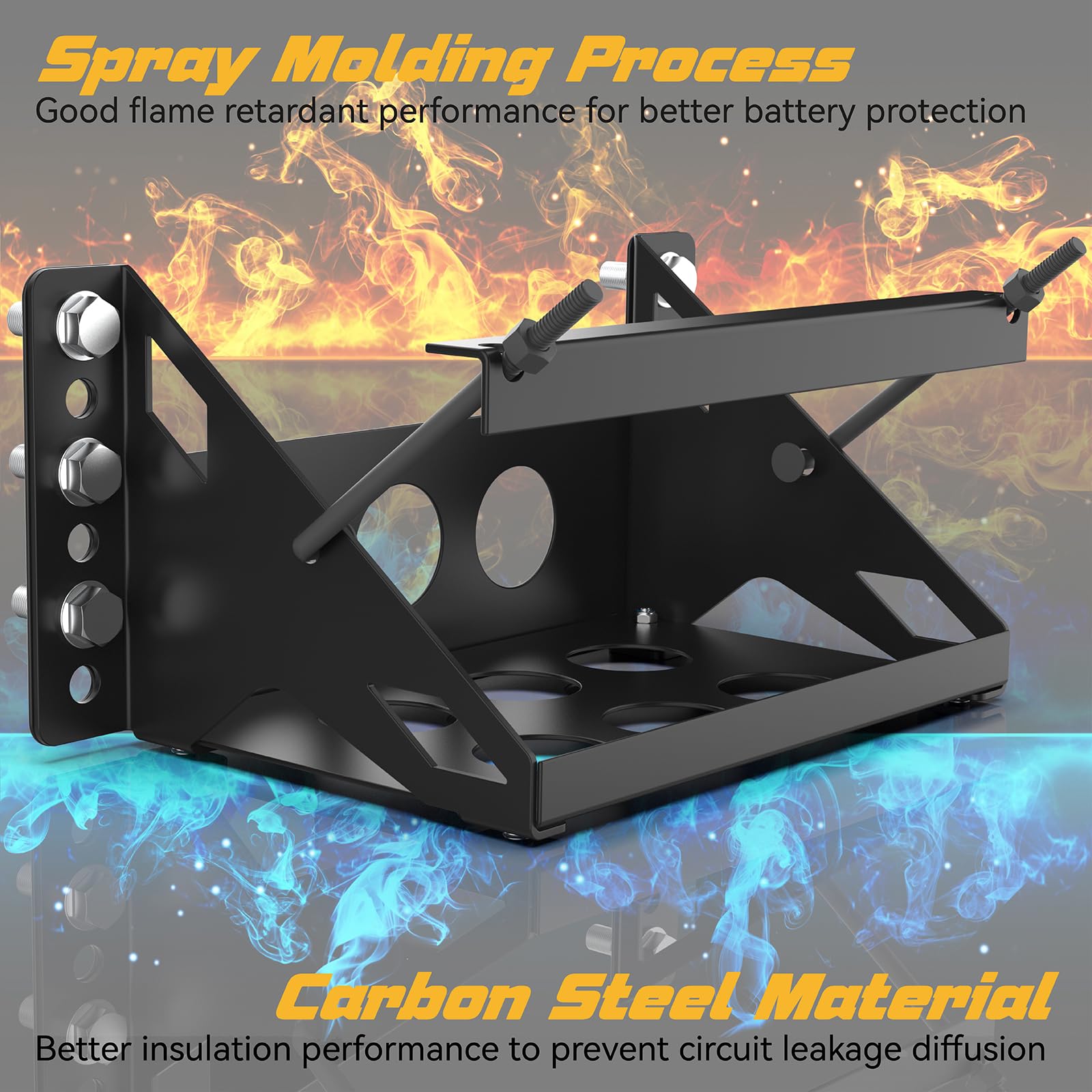 Metal Steel Battery Mounting Box Tray Bracket DIY,Easy Bolt-In Battery Tray,Overall Length - Fits up to a 10.63       7.06