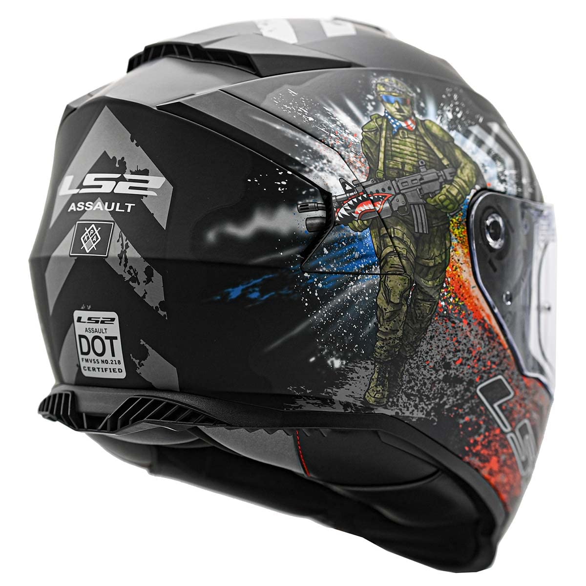 LS2 Helmets Assault Full Face Motorcycle Helmet - 2X-Large, Kinetic Polymer Alloy, Commando Black Camo, Model 800-1176
