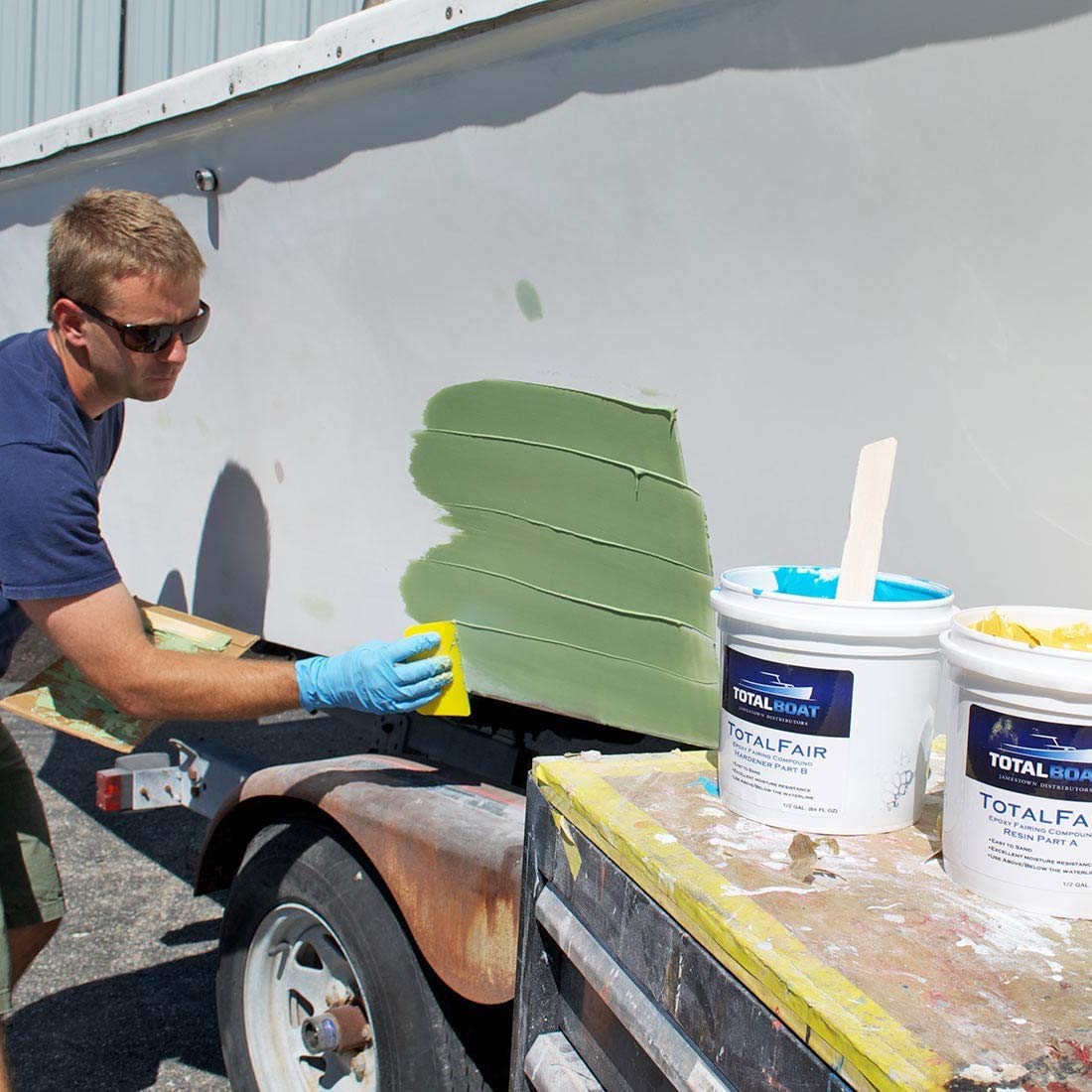 TotalBoat TotalFair Marine Epoxy Fairing Compound - 2 Quart Kit, Epoxy Resin for Fiberglass, Wood, Aluminum, Steel - Model 409336