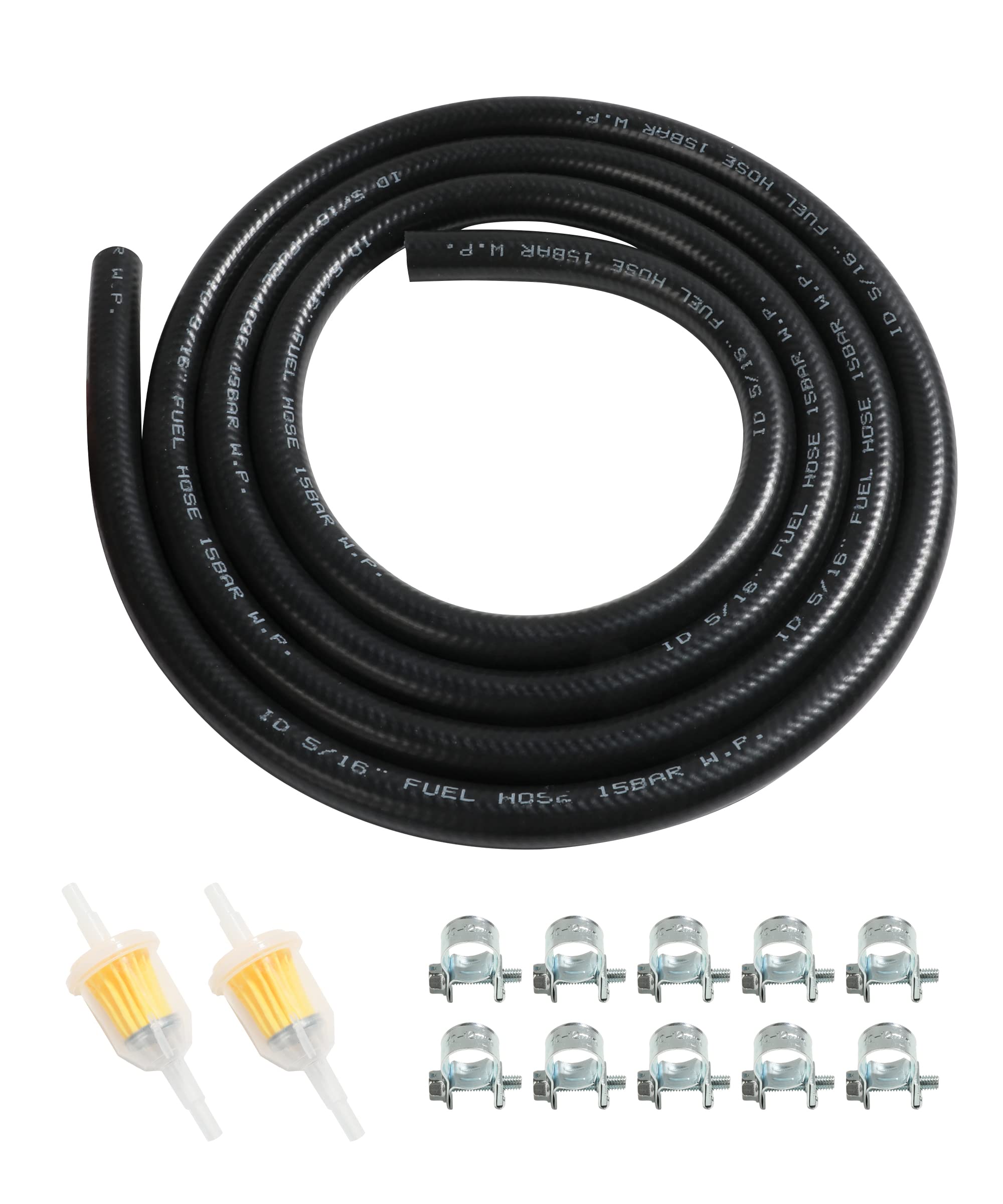 Aociska 6 Feet Fuel Line Hose For Small Engines,1/4'' 5/16'' Inch Id Fuel Line Kits With Gas Inline Fuel Filtersfor Mower, Tract