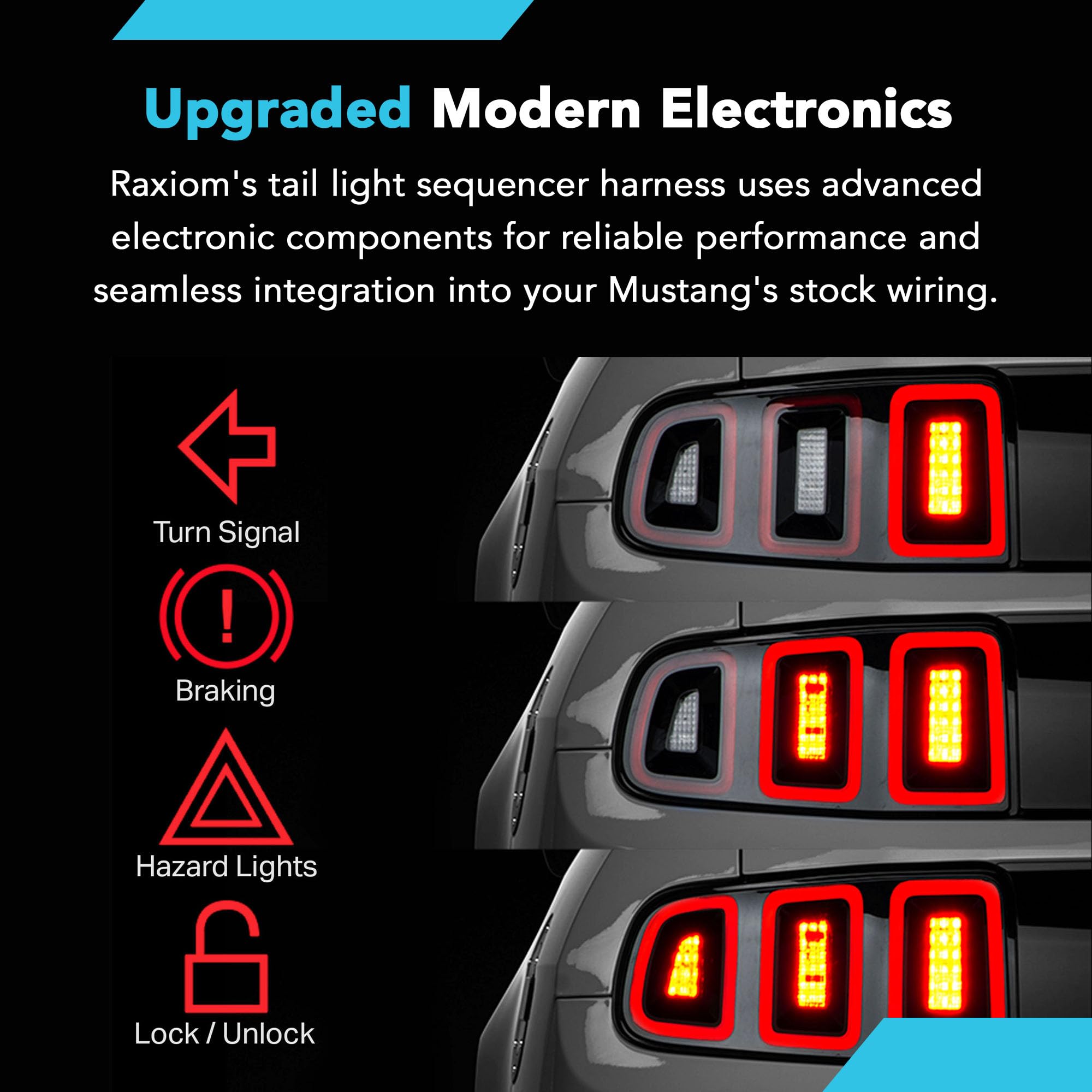 Raxiom Tail Light Sequencer Harness Kit for Mustang 2010-2020 - Plug and Play, Tail Light Sequential Harness
