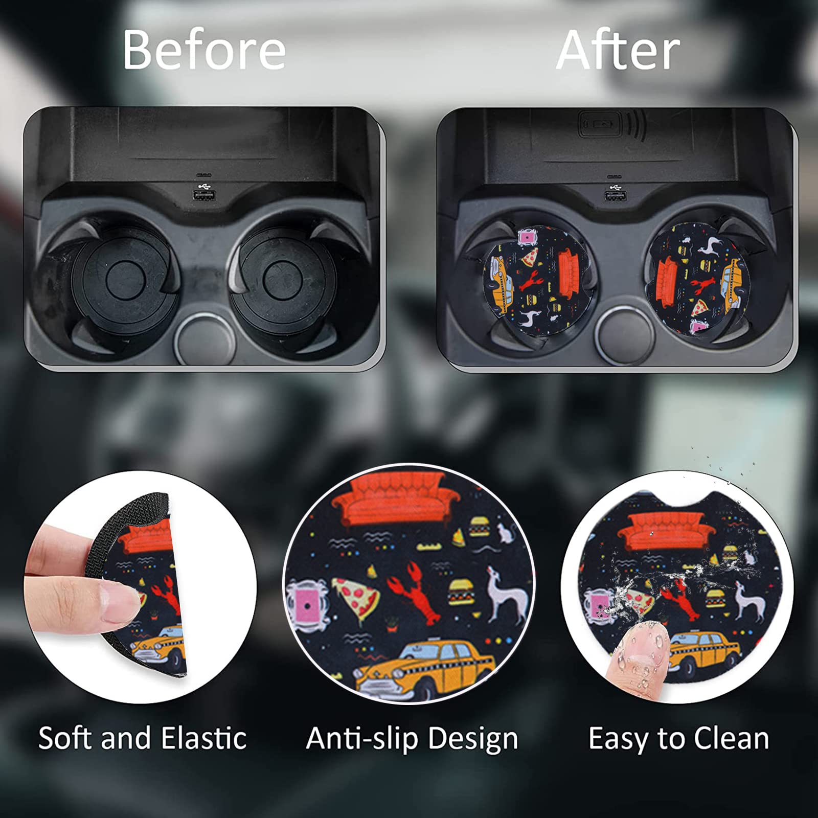 TnLnYn 12PCS Car Accessories Set - Funny TV Show Merchandise, Neoprene & Rubber Seat & Steering Wheel Covers, Universal Fit for Auto & SUV