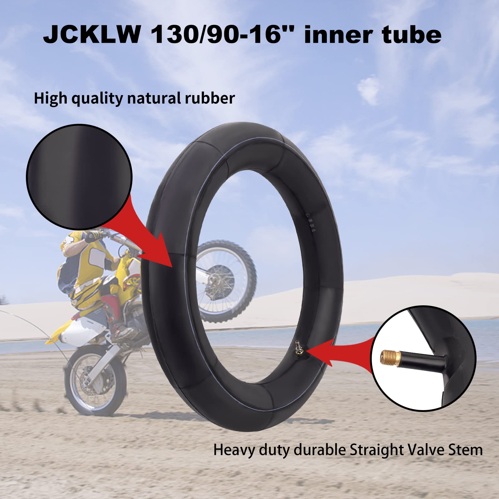 Jcklw 130/90-16 Inner Tube Tr4 Straight Valve Stem Compatible With Standard Motorcycle Tube 5.00/5.10-16(1 Pack)