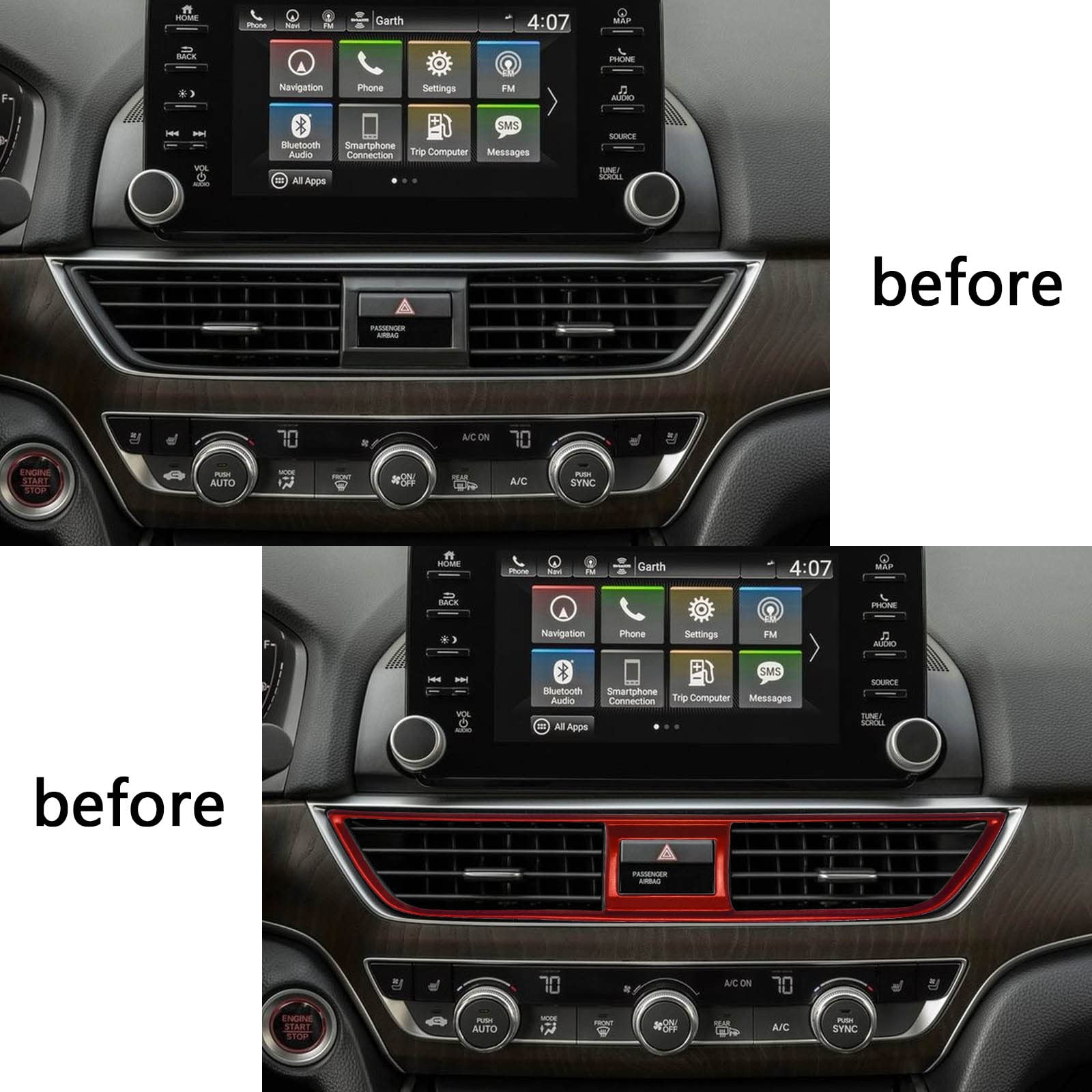 Xotic Tech Central Dashboard Air Vent Ac Outlet Frame Cover Molding Trim Stainless Steel Compatible With Honda Accord 2018 2019