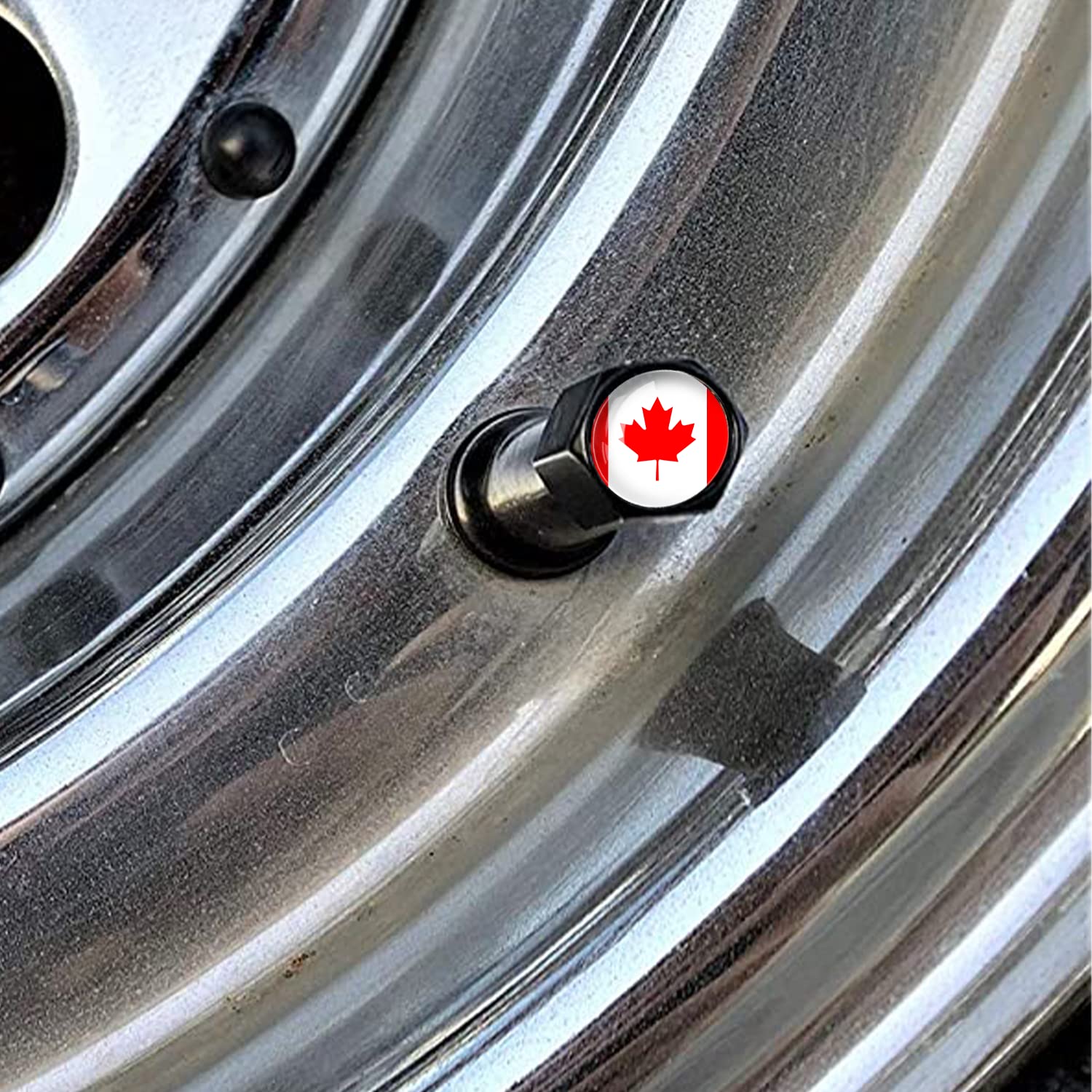 Metal Car Wheel Tire Valve Stem Caps 4 Pack Canadian Flag Aluminum Car Tire Air Valve Caps For Cars, Trucks, Bikes, Motorcycles,