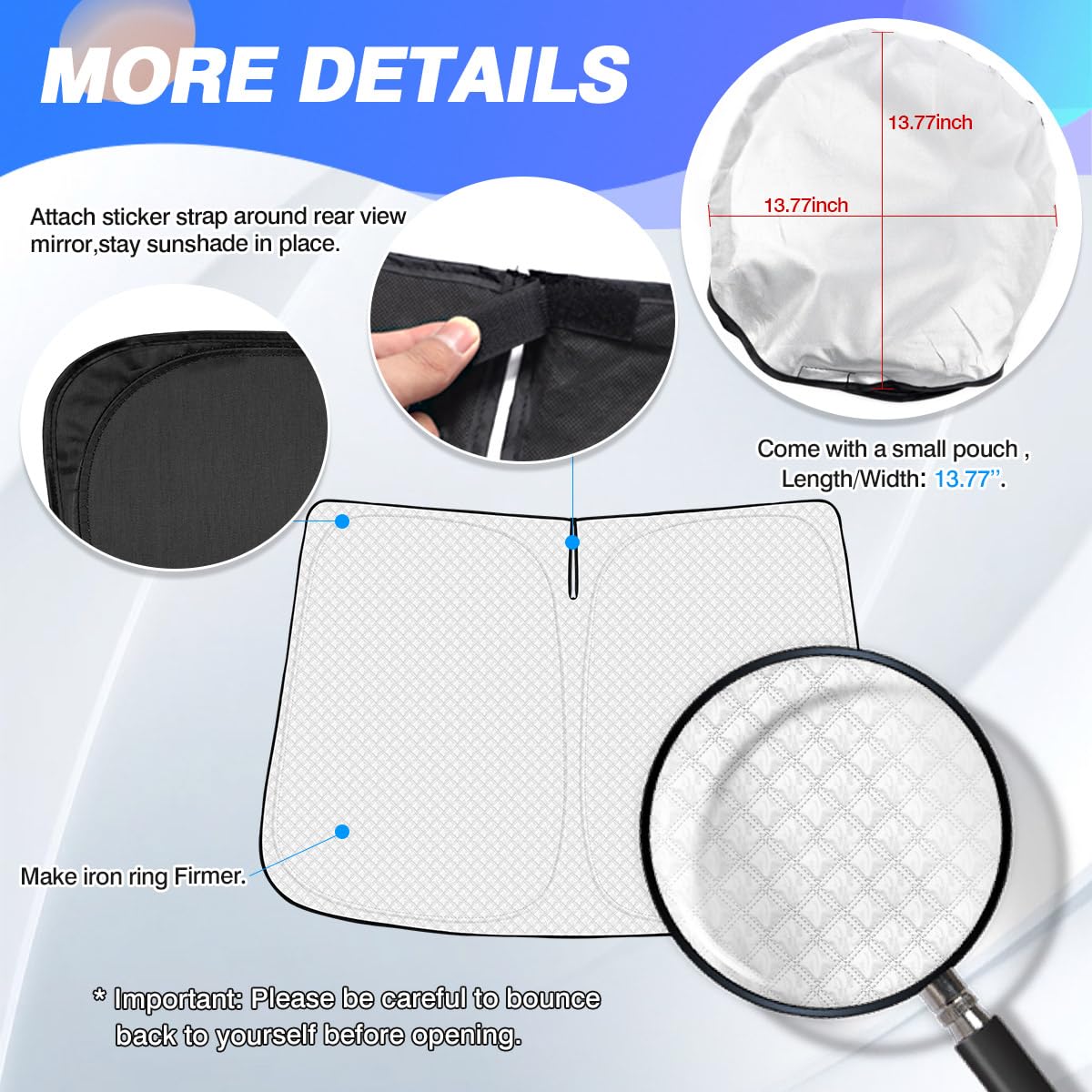 Canvcle Windshield Sun Shade For 2022-2024 2025 Genesis Gv70 Accessories Thicken 6-Layer Front Window Sunshade Cover Sun Visor P