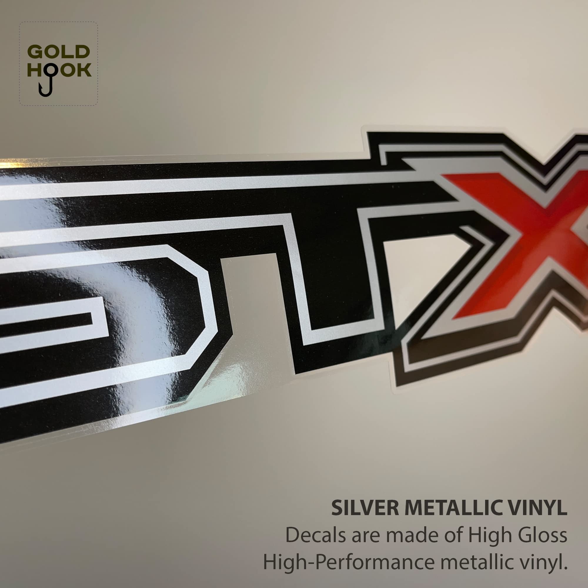 GOLD HOOK Ford F150 STX Decal Set of 2, Black/Red Vinyl Stickers, 15.5" x 3.6", Off Road Replacement