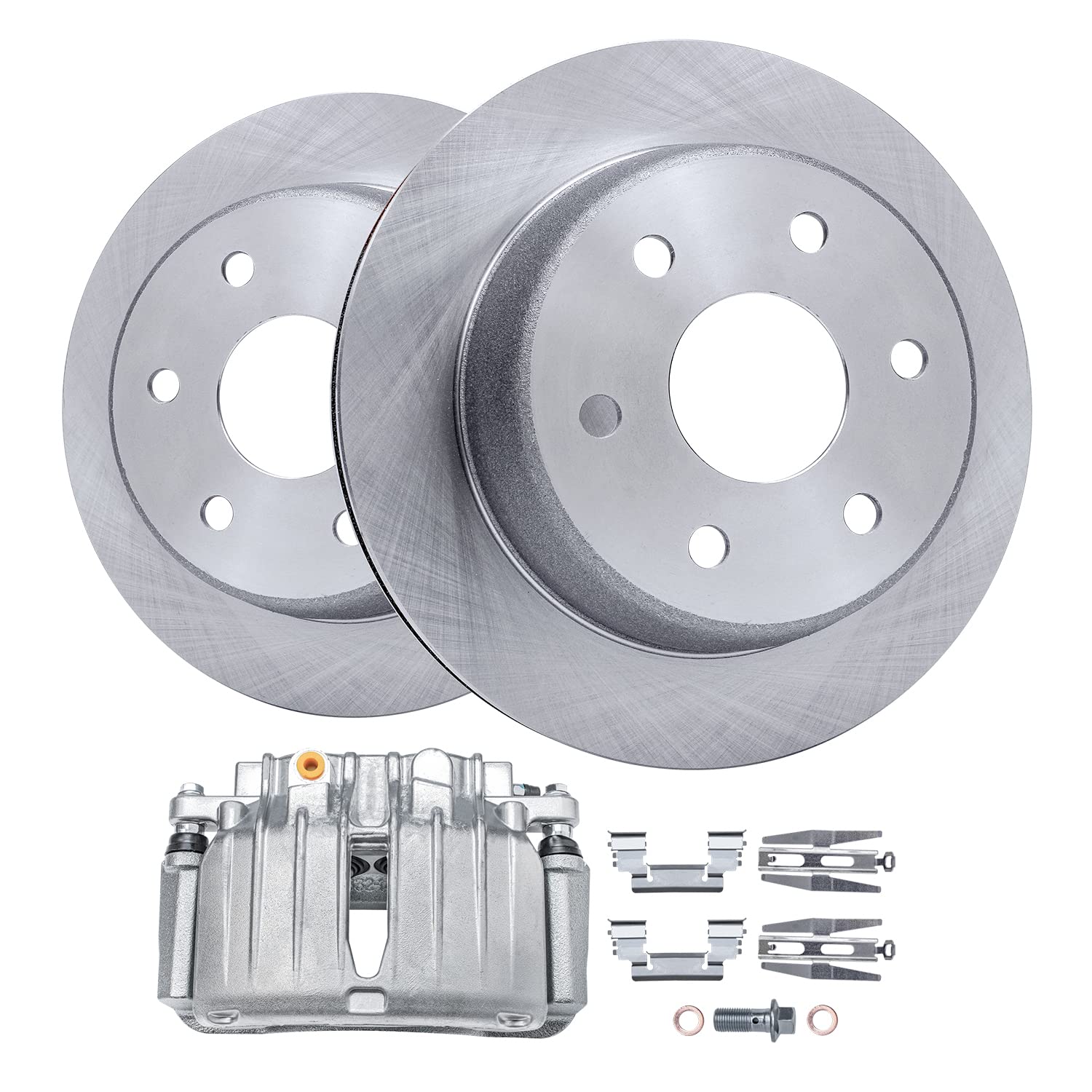 Detroit Axle - Rear Disc Rotors + Left Brake Caliper Replacement for Silverado Suburban Sierra Yukon XL 1500 Tahoe Escalade - 3p