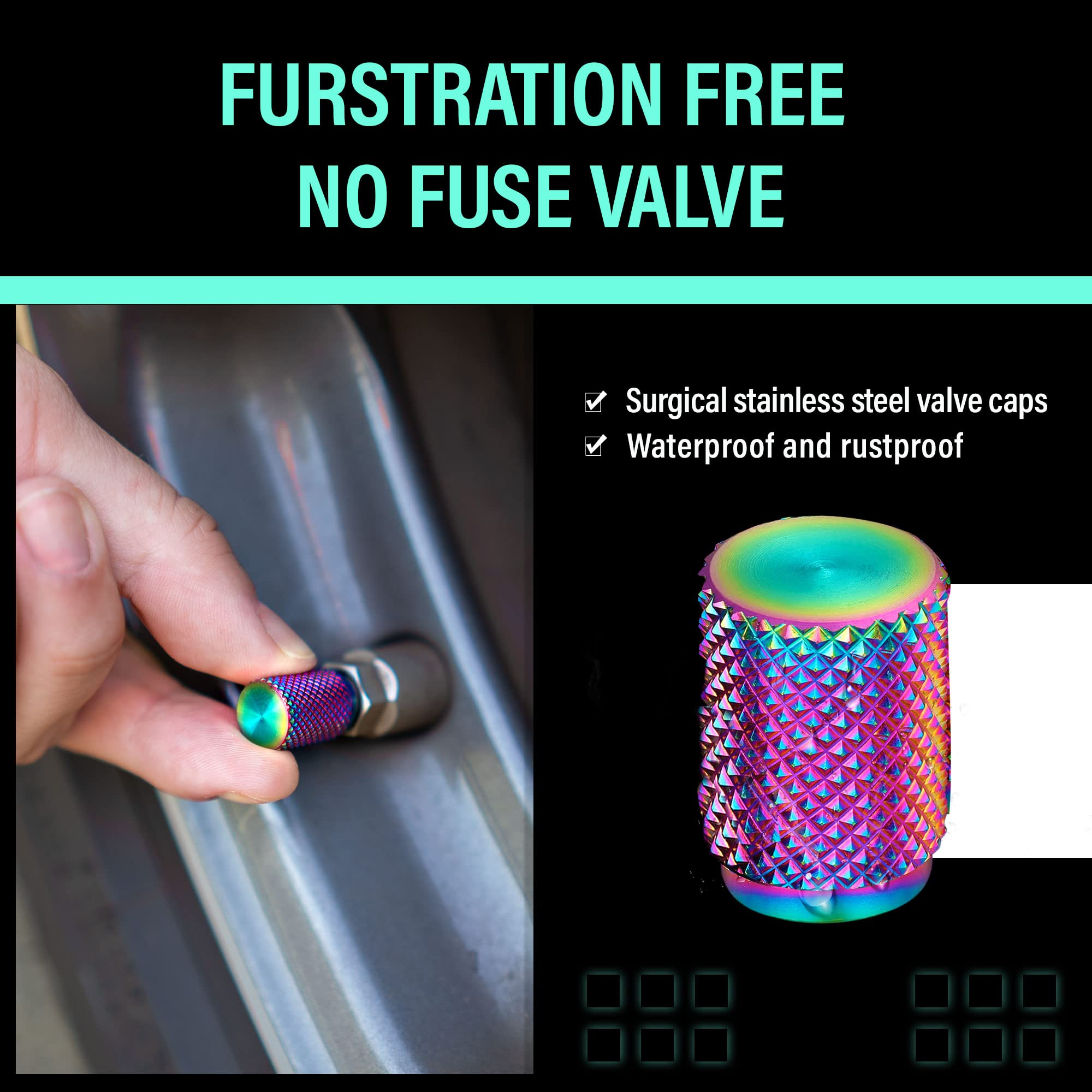 Steel Hawk Precision Cnc Machined Stainless Steel Standard Knurled Tire Air Valve Caps, Wheel Tyre Stem Covers For Cars- 4 Pack