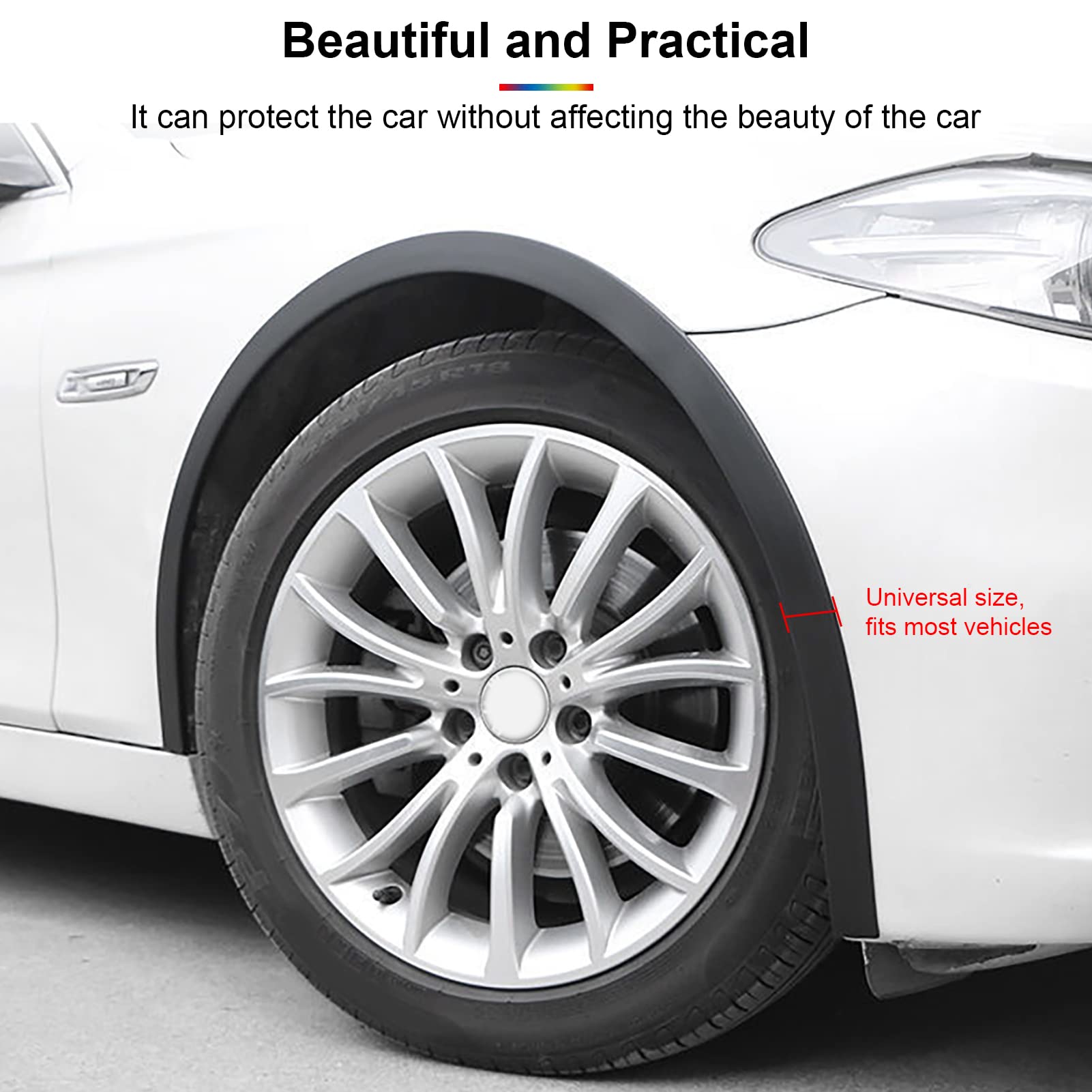 20Ft Car Wheel Arch Trim, Fender Flares Arches Wing Expander Car Wheel Eyebrow Anti-Collision Strip for Pickup SUV Car Fender Fl