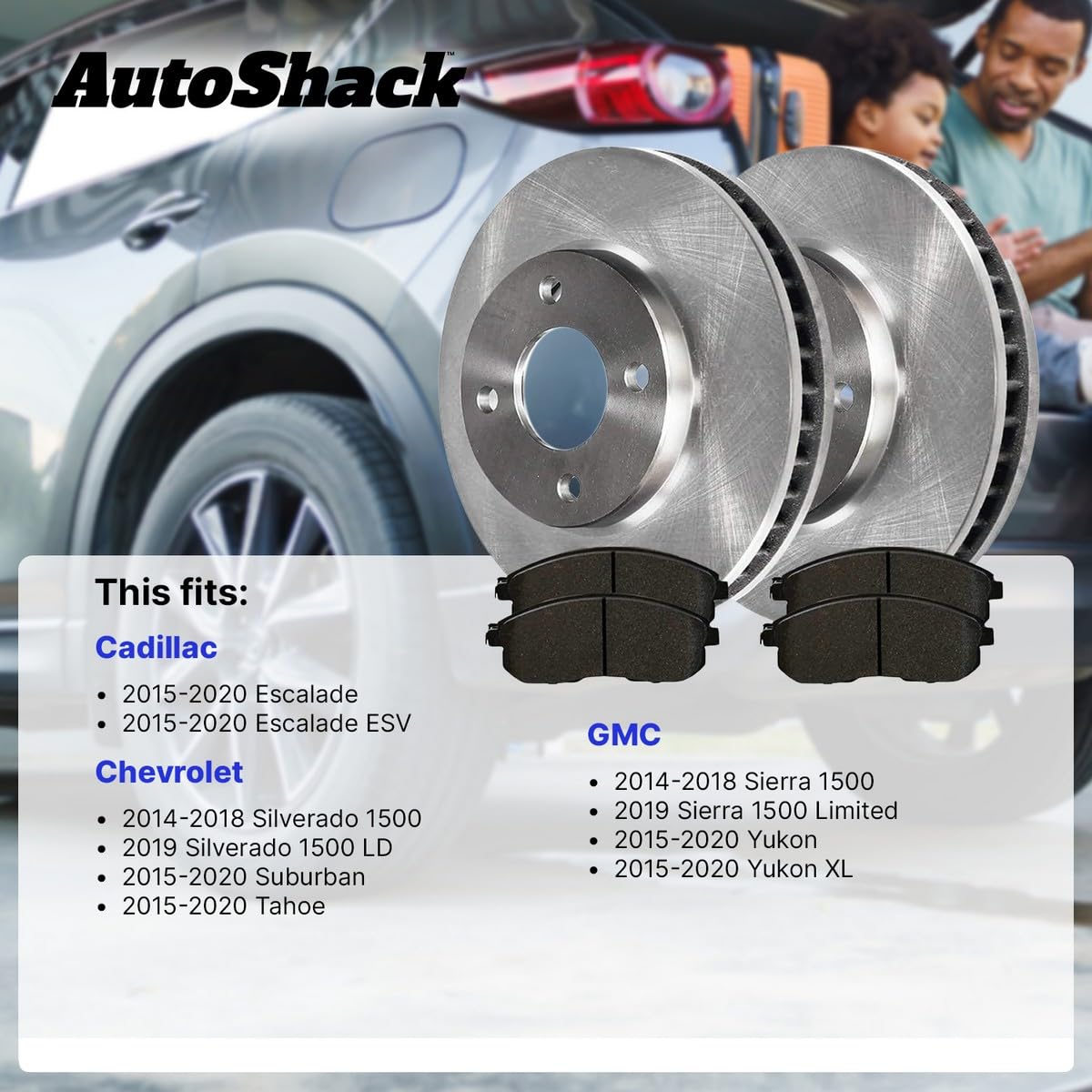 Autoshack Pair Of 2 Rear Brake Rotors And Performance Ceramic Pads Set Driver And Passenger Side Replacement For Gmc Sierra 1500 Yukon Xl Chevrolet Tahoe Suburban 2014-2018 Silverado 1500 4Wd Brkpk592