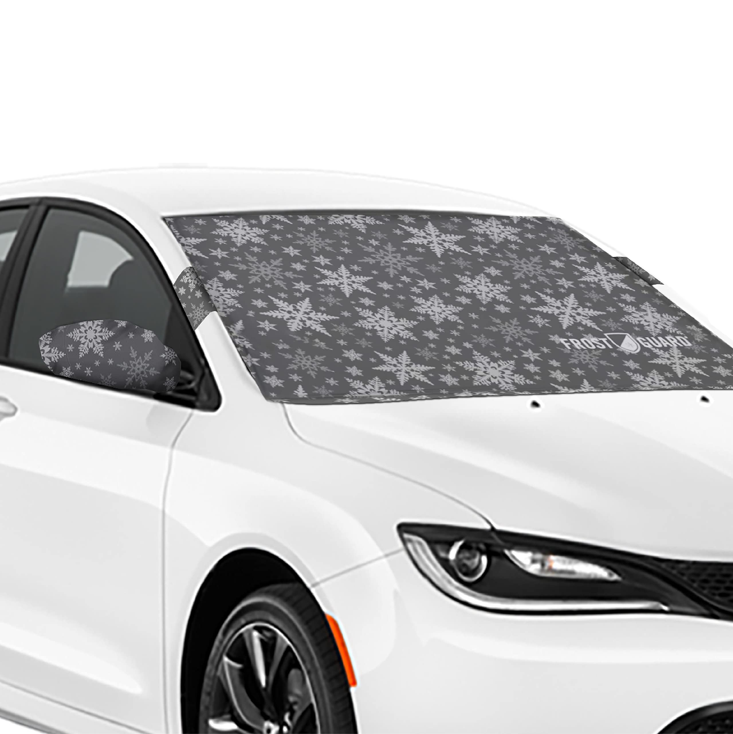 Frostguard Plus | Winter Windshield Cover For Ice And Snow, Standard Size (Snowflake) - Built-In Security Panels, Wiper Blade Co