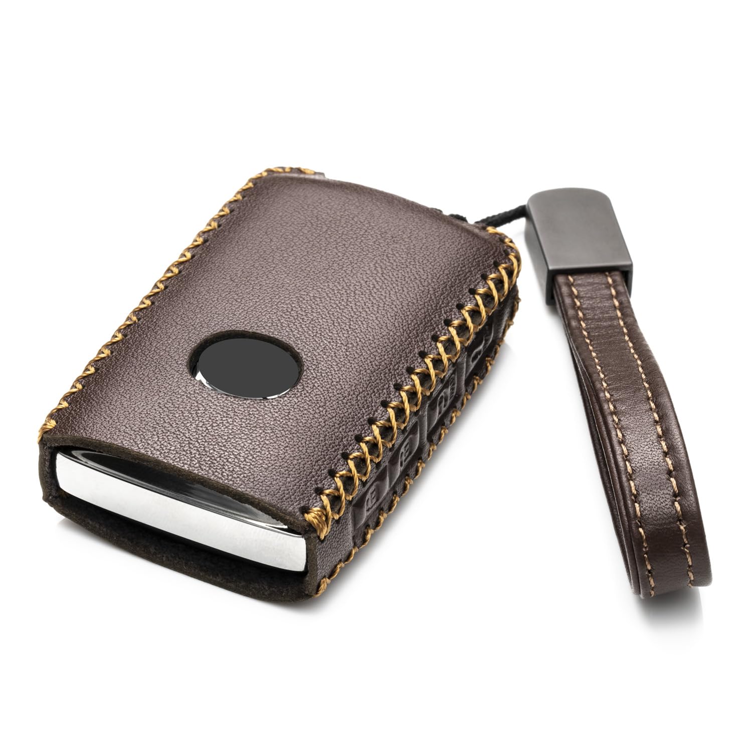 Vitodeco Leather Smart Key Fob Case Cover for Mazda 3, 6, CX-5, 2020-2025, 4-Button, Brown