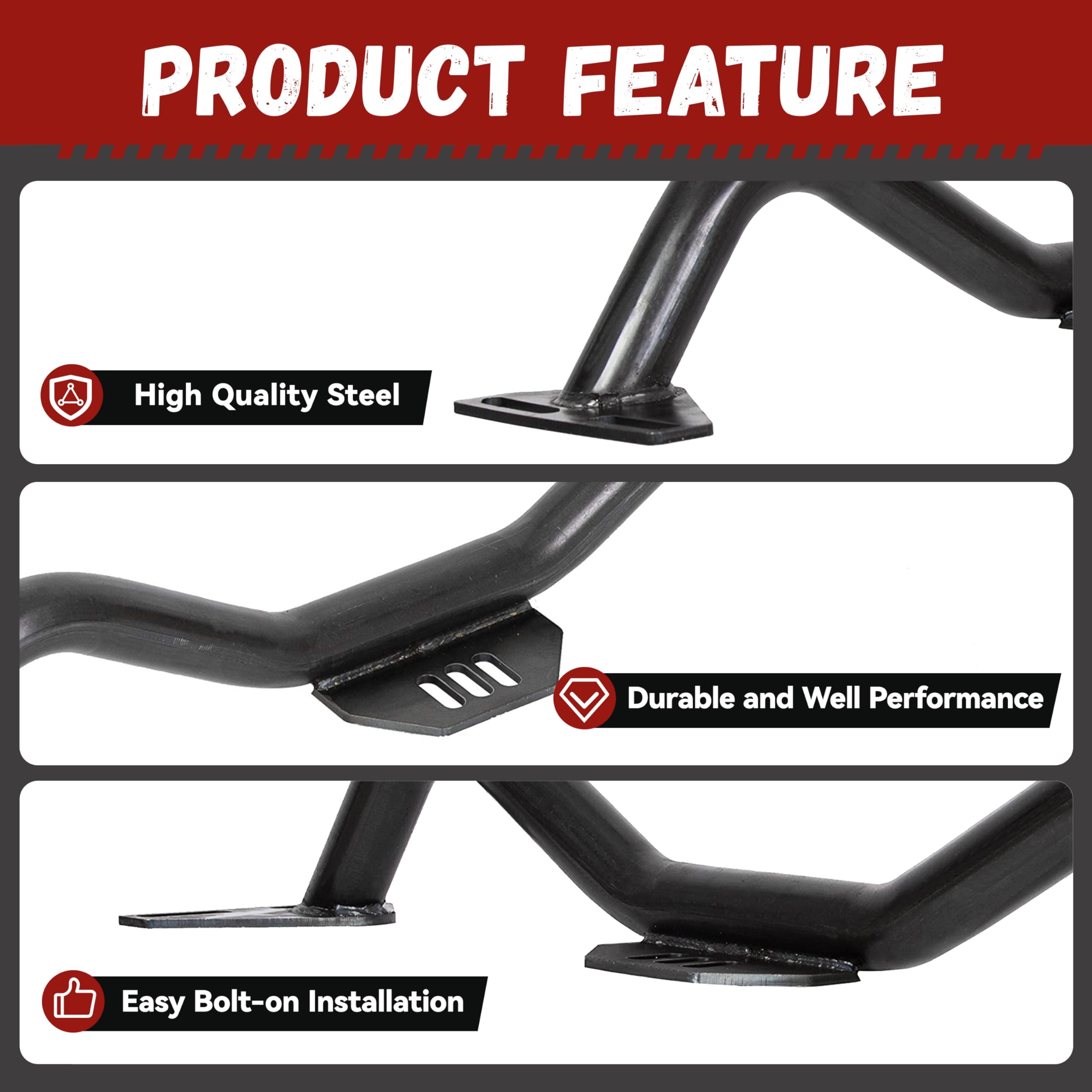 Kojem Adjustable Transmission Crossmember Kit for 1964-1987 Chevy/GMC C10 C20 2WD Trucks, Black, Alloy Steel, Model LYAM-470