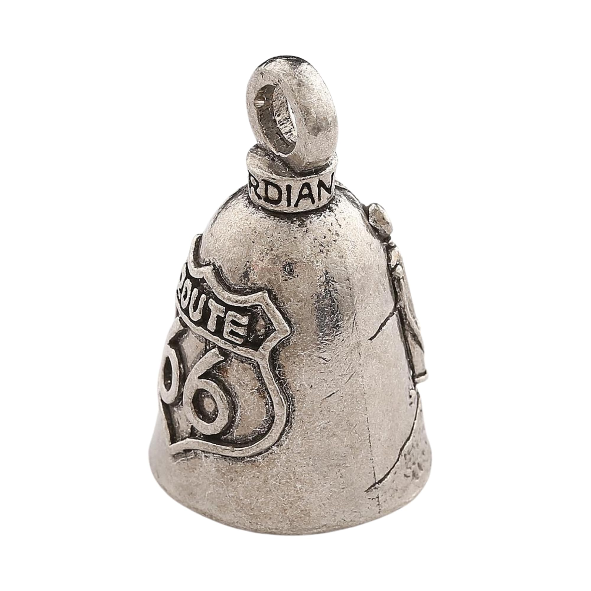 Guardian Bell Route 66 Good Luck Bell w/Keyring & Black Velvet Gift Bag | Motorcycle Bell | Lead-Free Pewter | Good Luck Gift to