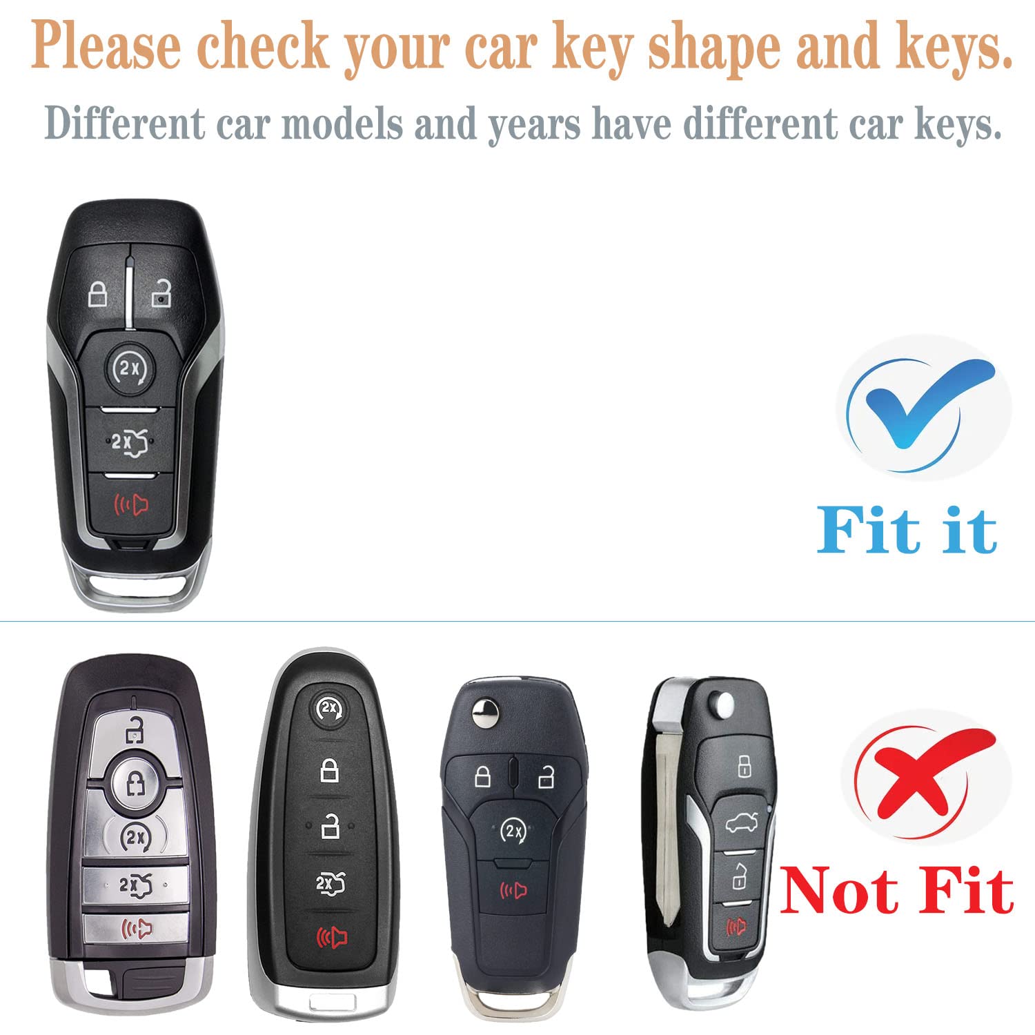 Kirsnda Key Fob Cover Case With Metal Keychain Compatible With Ford And For Lincoln,Soft Tpu Key Case Fit Expedition For Mustang
