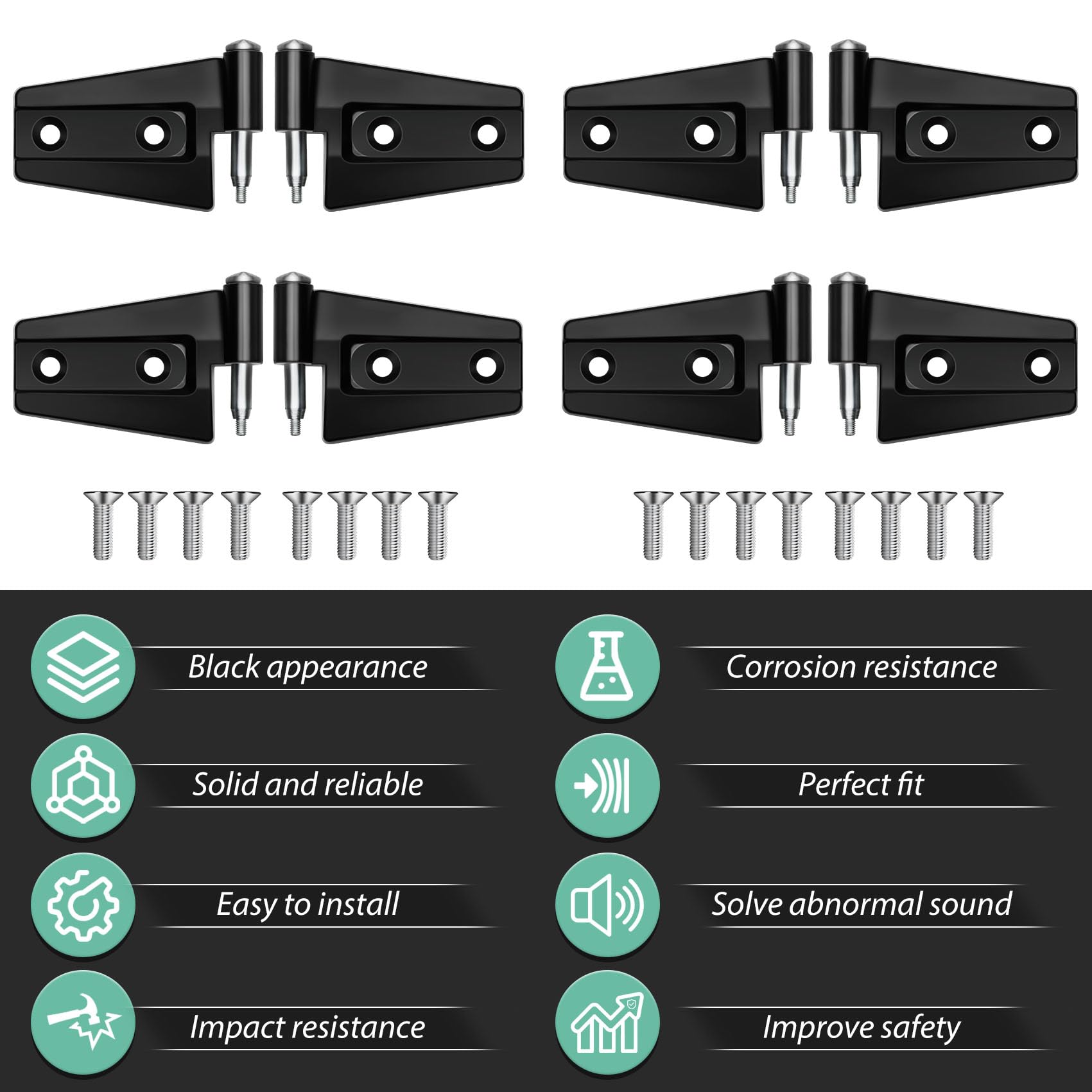 Jeep Wrangler JK Outside 4 Door Hinge Kits Compatible with 2007-2018 Jeep Wrangler JK JKU Rubicon Unlimited Saraha (Exterior 4 D
