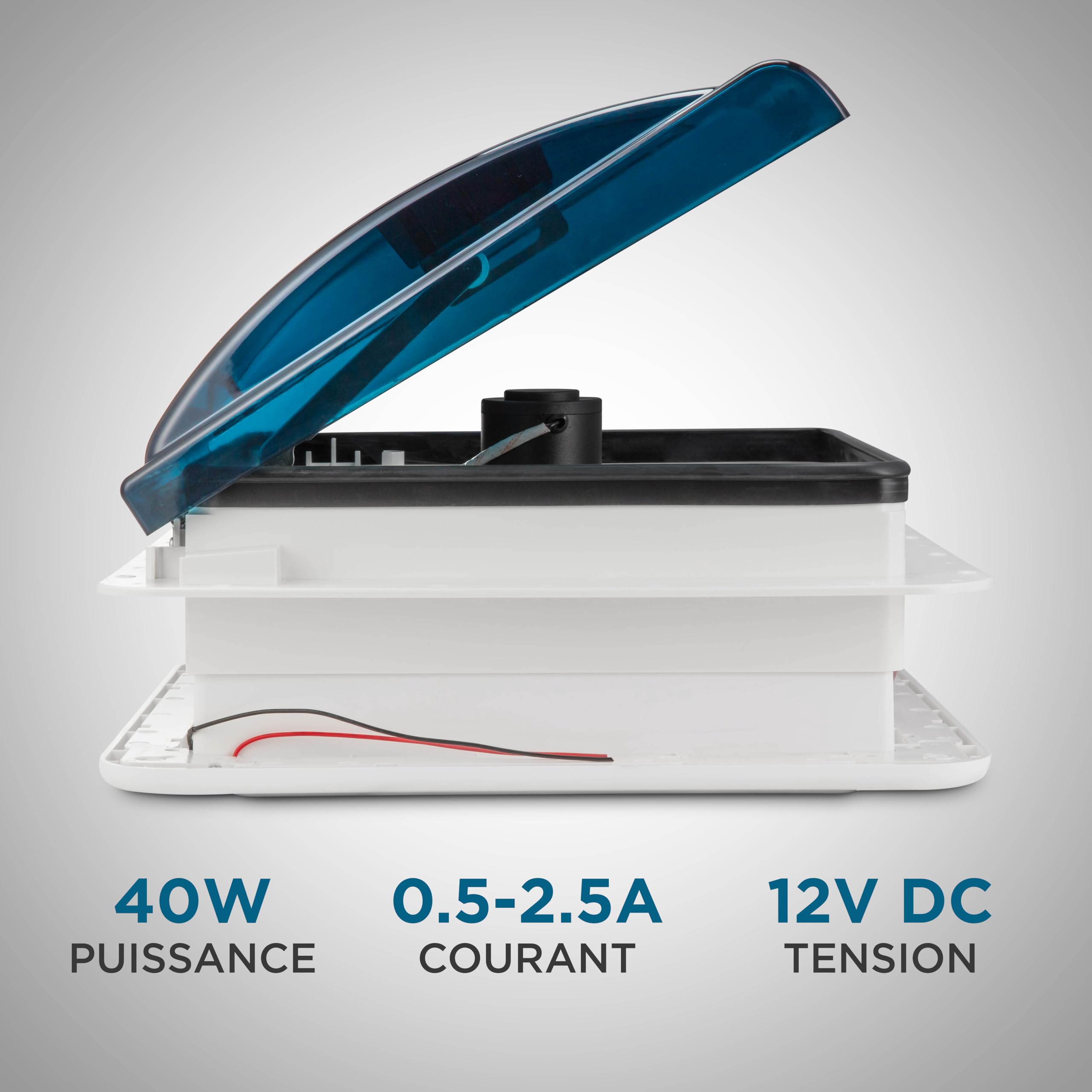 Hike Crew 14” RV Roof Vent Fan - 12V 3-Speed Intake/Exhaust, Smoked Lid, Manual Open/Close, Model HCRVVF14
