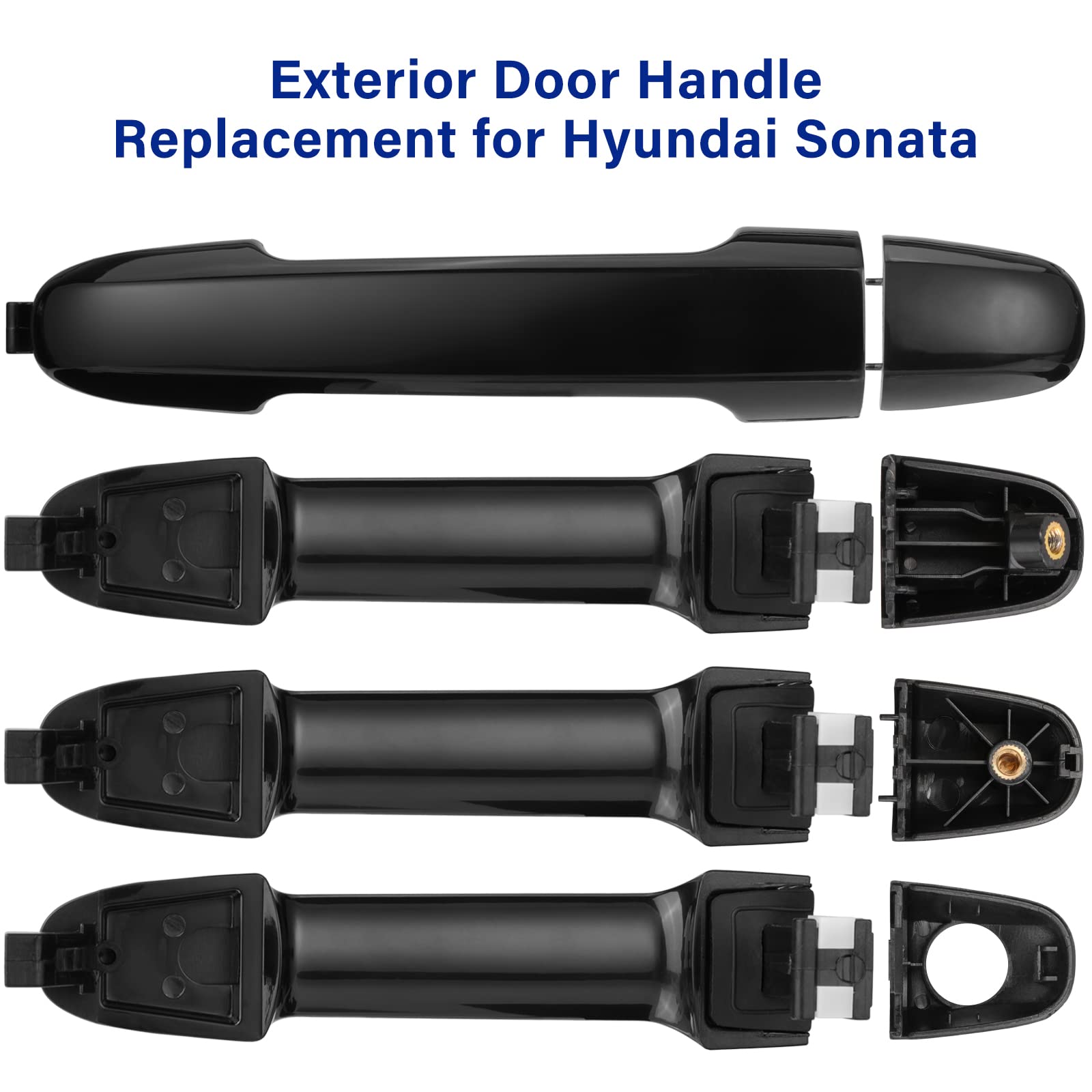 Lcyolada 4Pcs Exterior Door Handles For Hyundai Sonata 2006 2007 2008 2009 2010, Front And Rear, Drive & Passenger Side Replaces