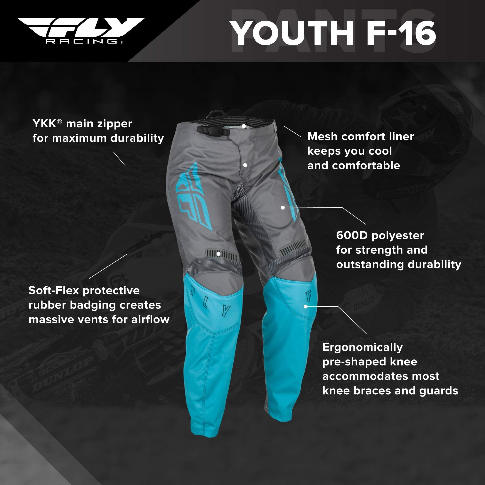 Fly Racing 2021 Women'S F-16 Pants (Grey/Blue, 22)