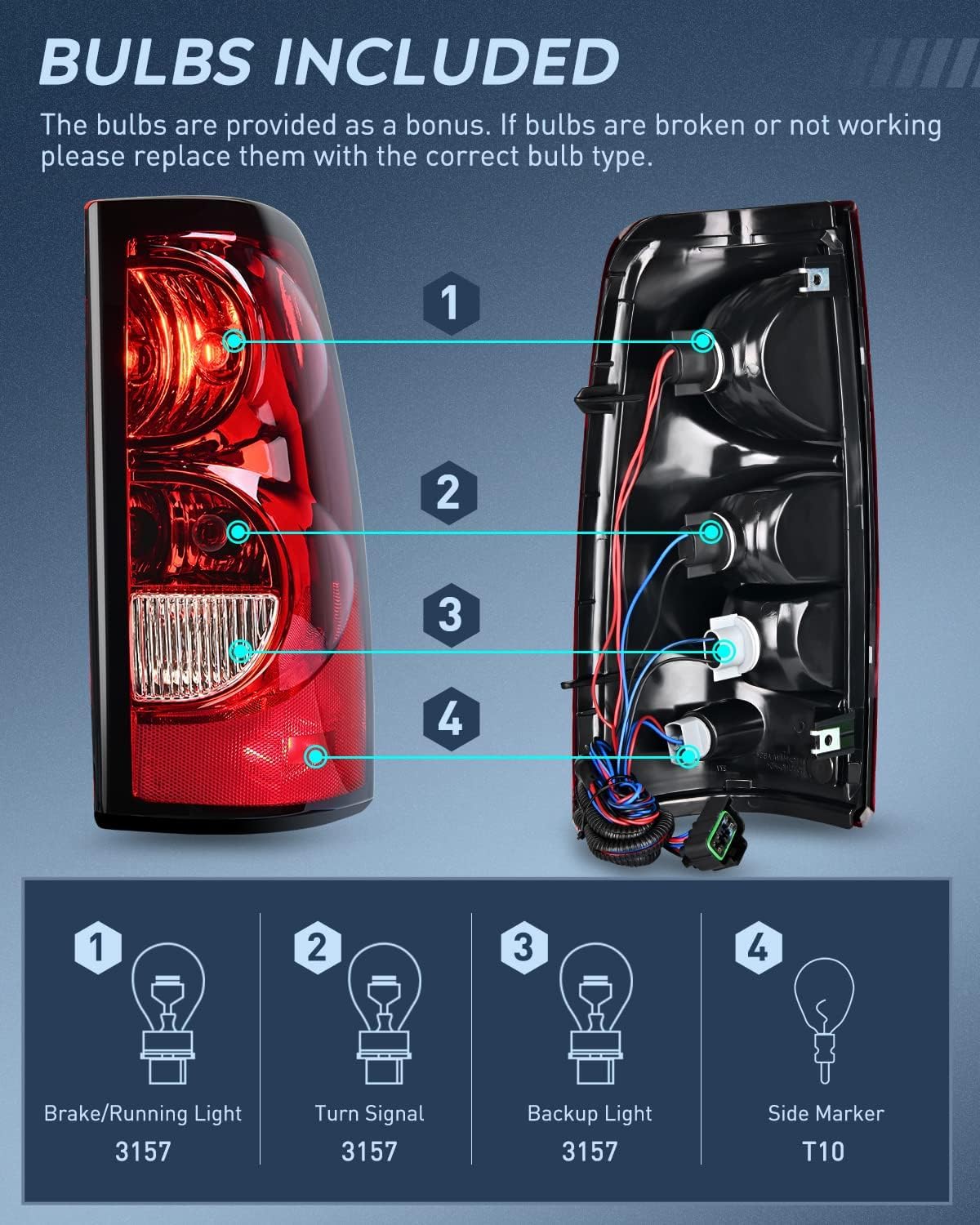 Nilight Headlight And Taillight Assembly Combo Compatible With 2003 2004 2005 2006 2007 Chevy Silverado 1500 1500Hd 2500 2500Hd