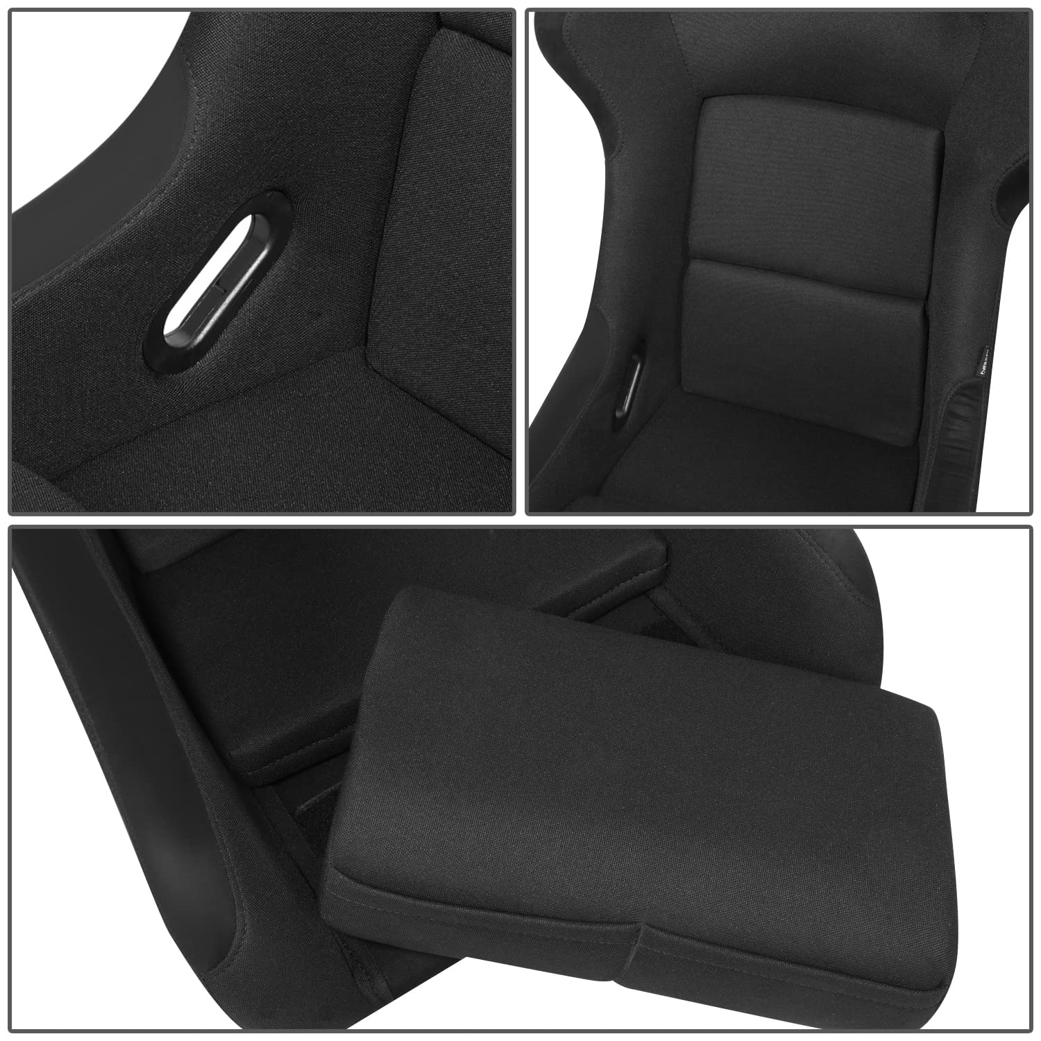 Nrg Innovations Nrg-Frp-300Bk Fiber Glass Fixed Back Bucket Racing Seat (Large), 4/5 Pt Harness Compatibility, Black Seat Cover,