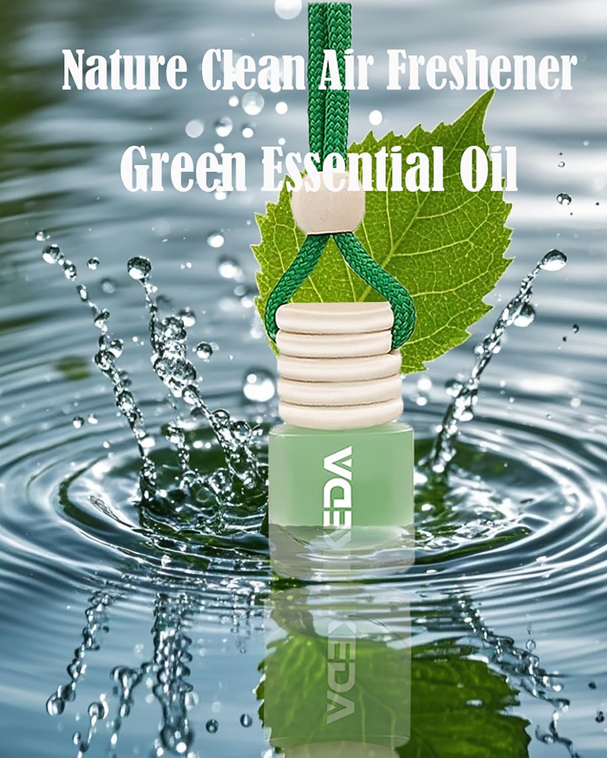 Ikeda Fragrance Car Air Freshener | 2Pcs Green Tea Scent | Long Lasting Keep Fragrance | Automobile Hanging Diffuser Bottles | R