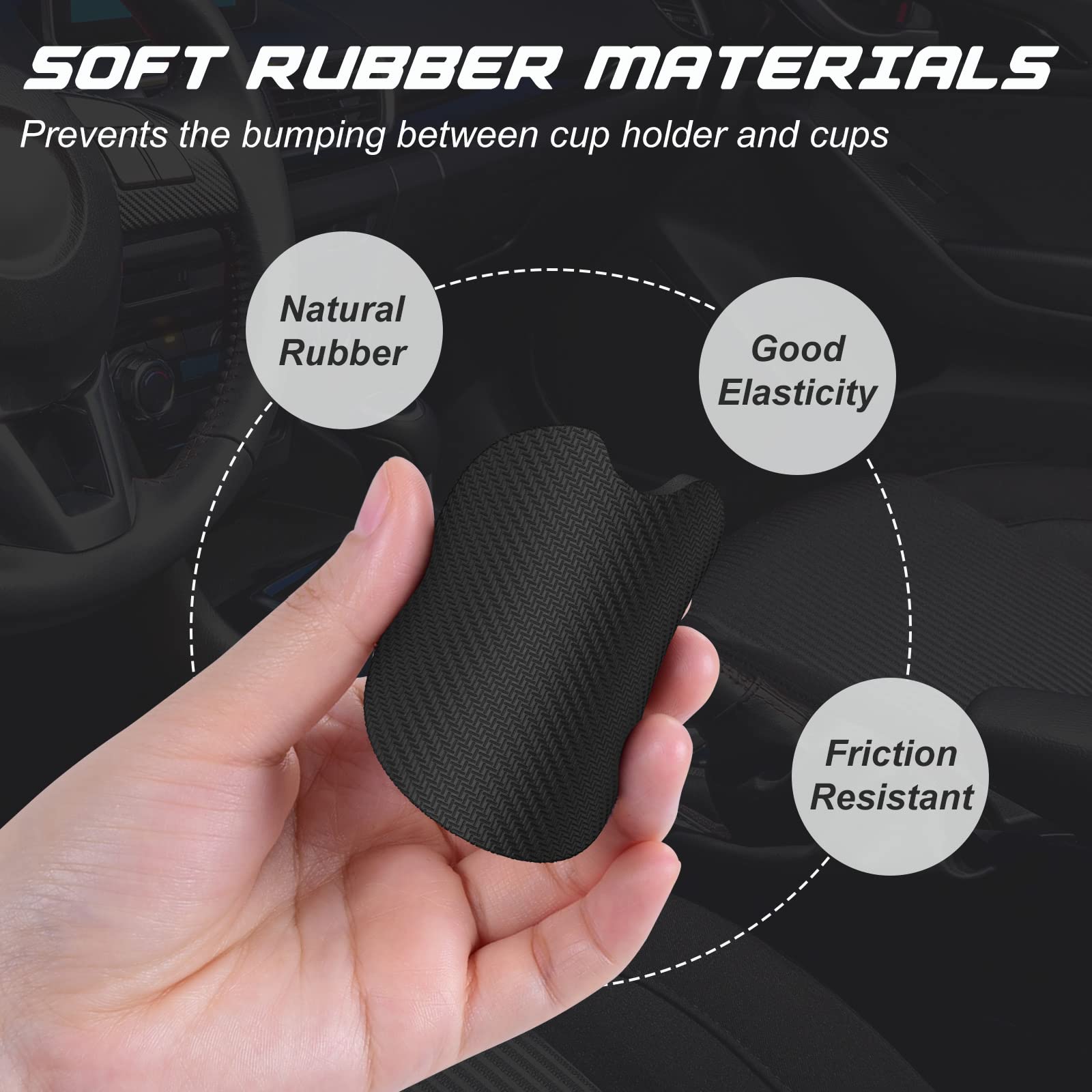 Aiawoxc Car Cup Holder Coasters, 2 Pack Universal Auto Anti Slip Insert Coaster, Rubber Car Coasters With A Finger Notch, Cute C