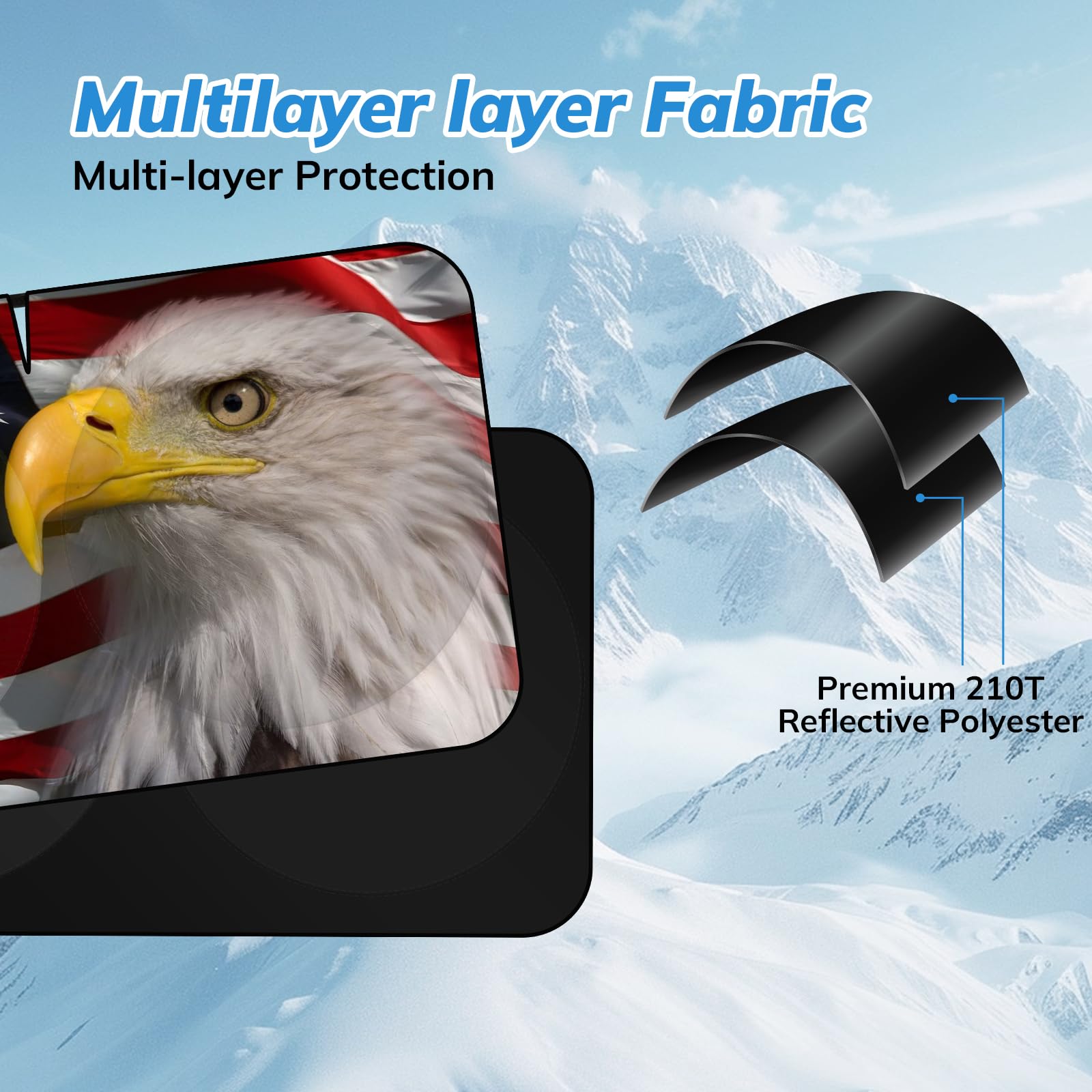 Seporud Windshield Sun Shade New American Eagle Flag Usa Patriotic Design - Folding Car Front Window Sunshade For Cars Suv Truck