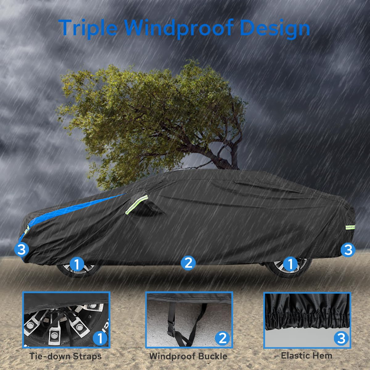 Avecrew Car Cover Custom Fit For Honda Accord, Waterproof All Weather Full Exterior Cover Rain Snow Uv Protection Outdoor Cover