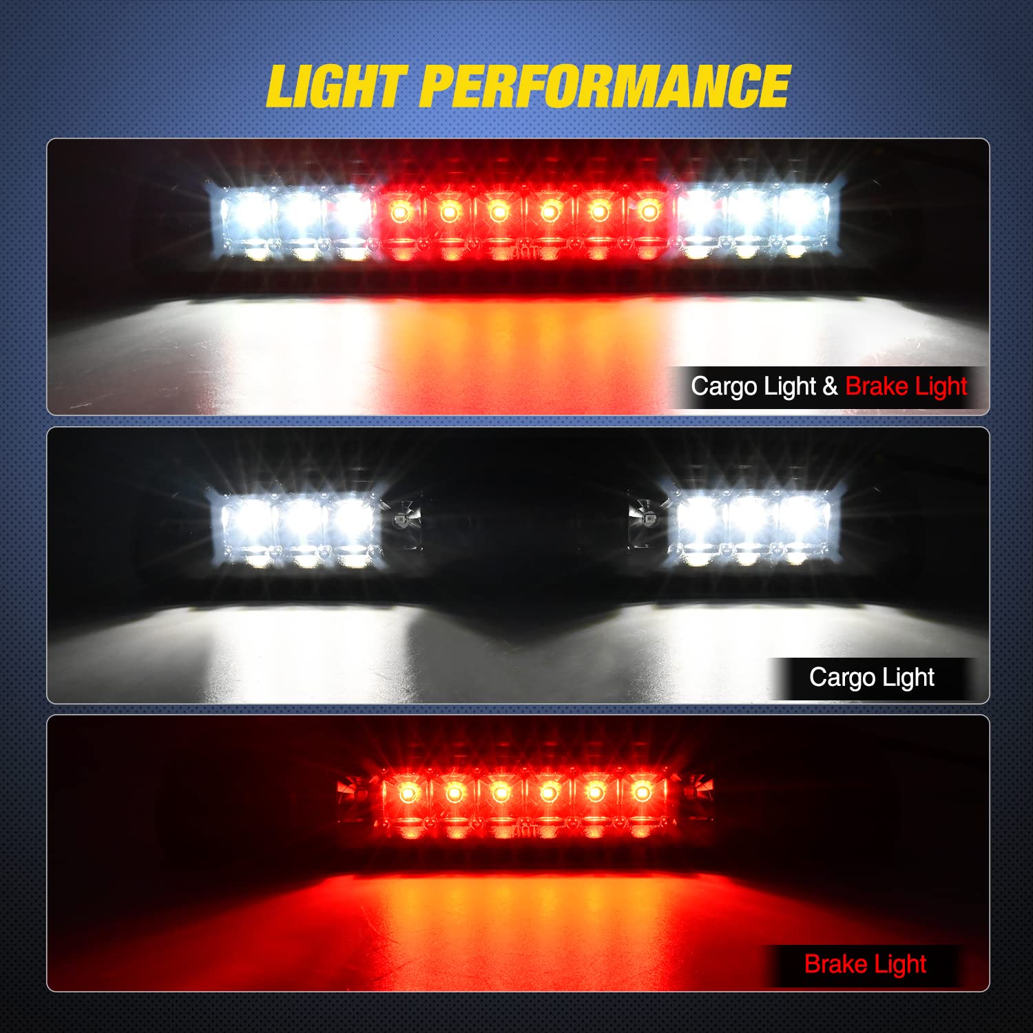 Nilight Third Brake Light Tail High Mount 3Rd Stop Cargo Reverse Led Lights For 1999-2016 Ford Ranger F-250 F-350 F-450 F-550 Su