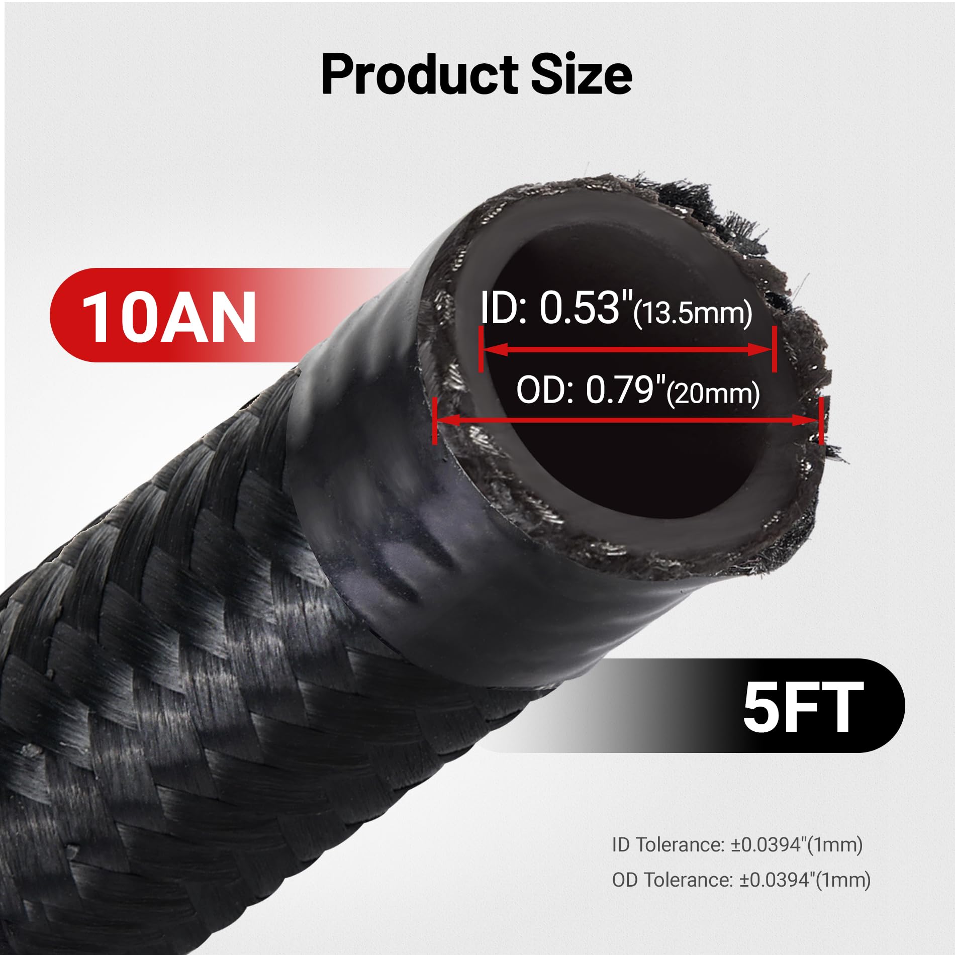 Evil Energy 10An Fuel Line, An10 Braided Fuel Hose Nylon Cpe 5Ft Black