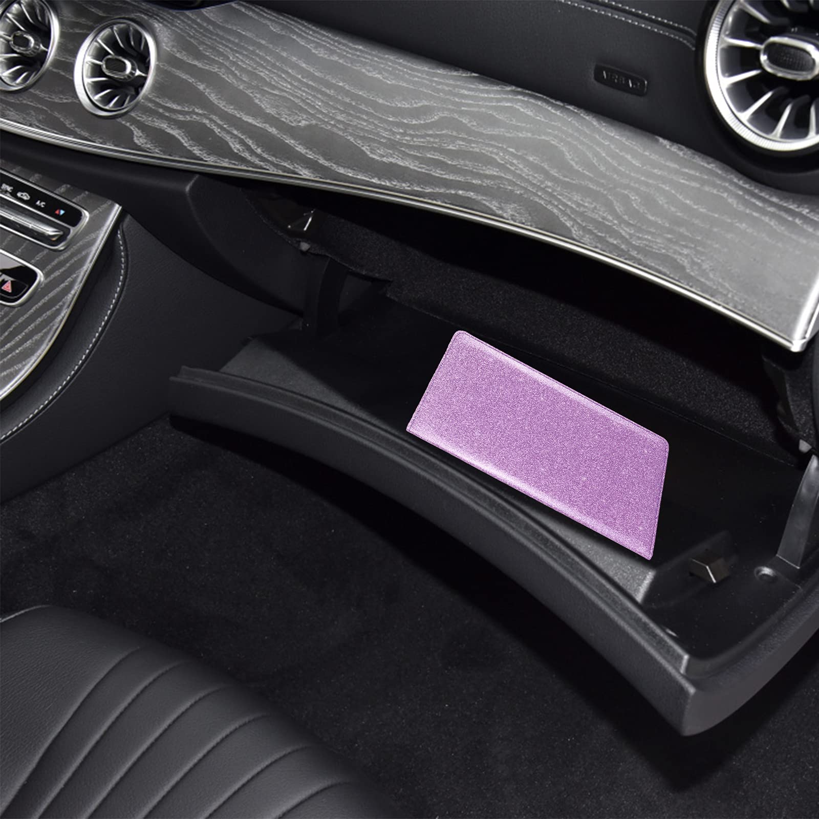 Car Registration And Insurance Holder, Premium Bling Leather Insurance And Registration Holder,Vehicle Glove Box Car Organizer,Wallet Accessories Case With Magnetic Shut For Cards, Essential Document, Driver License (Purple)