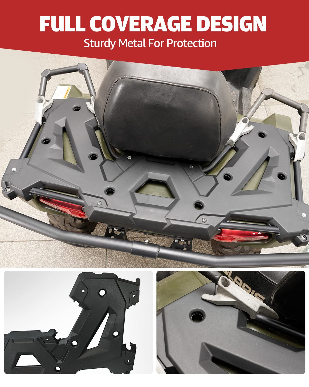 A & UTV PRO Rear Utility Rack for Polaris Sportsman 2014-2021, Black, 116x8x57.5cm, Plastic, OEM Replacement #2635059-070