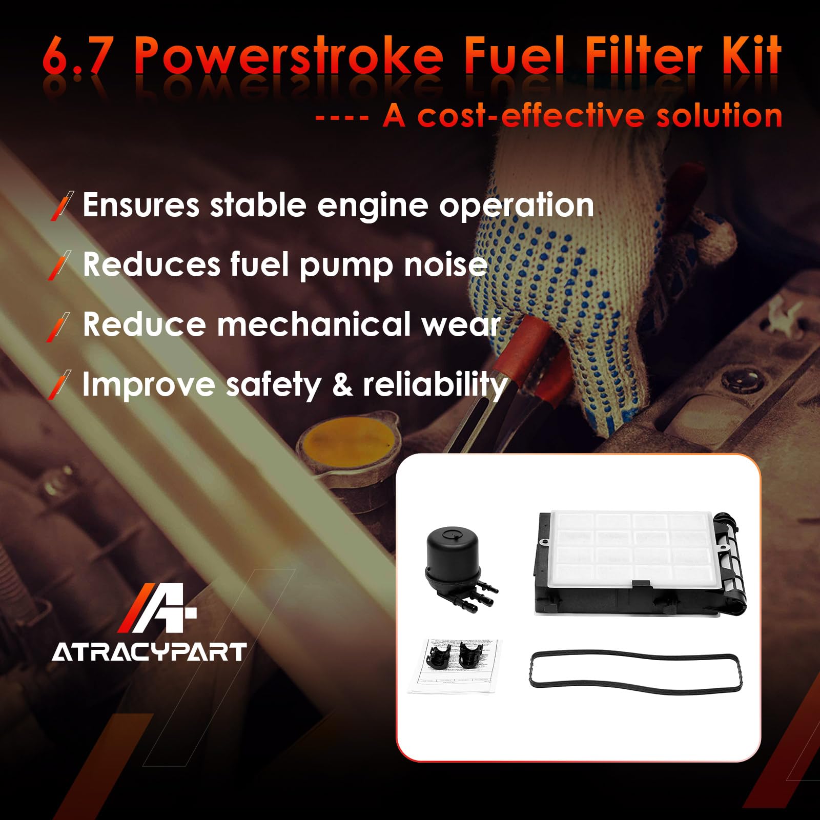 6.7L Powerstroke Diesel Fuel Filter Element 2 Sets, Compatible With 2017-2023 Ford F-250, F-350, F-450, F-550 Super Duty V8, Rep