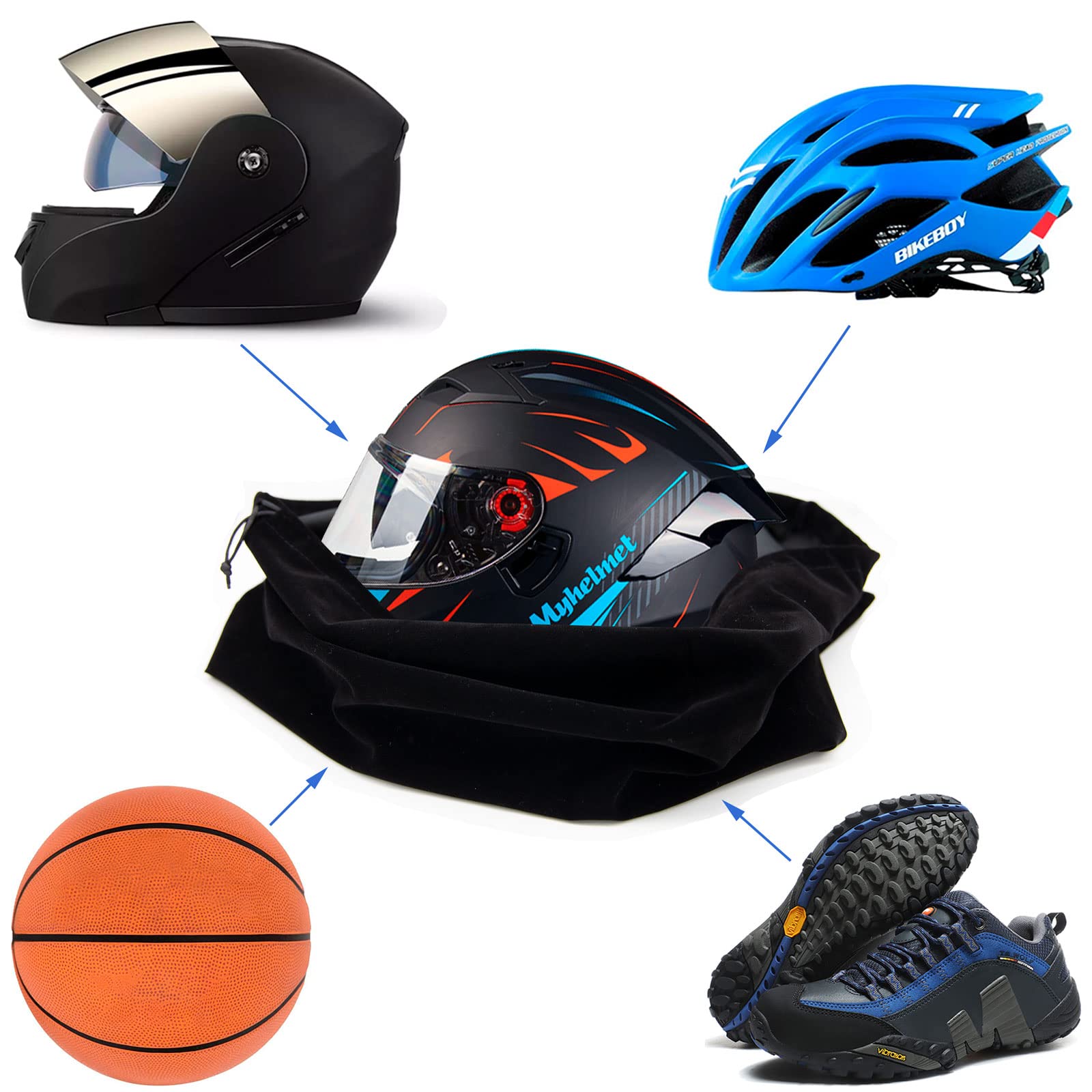 Motorcycle Helmet Bag Helmet Bag Welding Mask Hood Storage Large Storage Bag Velvet Cloth Packing Bag Black Velvet Pouch Bags wi
