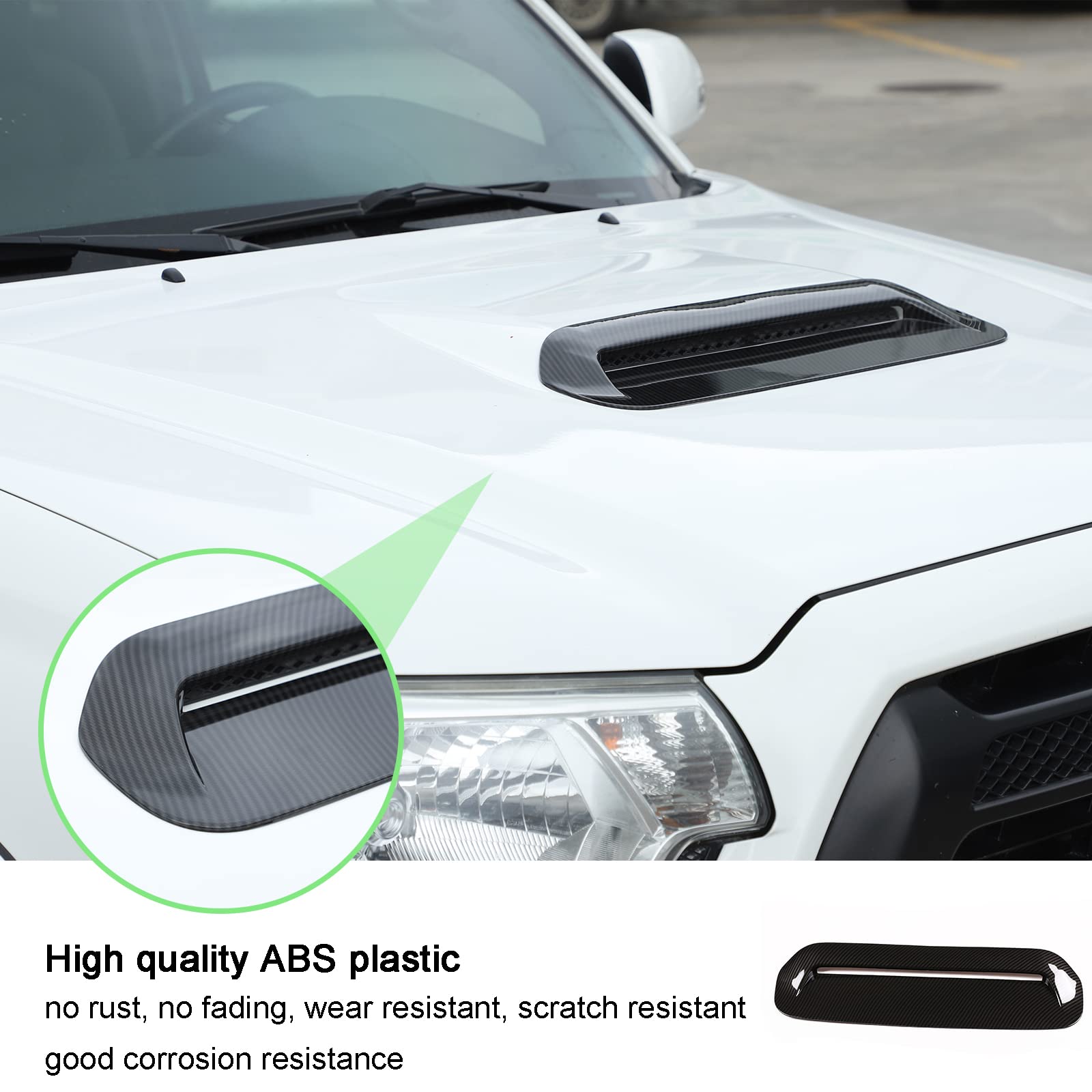 Piugilh Air Flow Intake Cover,Car Decorative Air Flow Intake Scoop Bonnet Vent Hood Cover Fit For Toyota Tacoma 2013 2014 2015