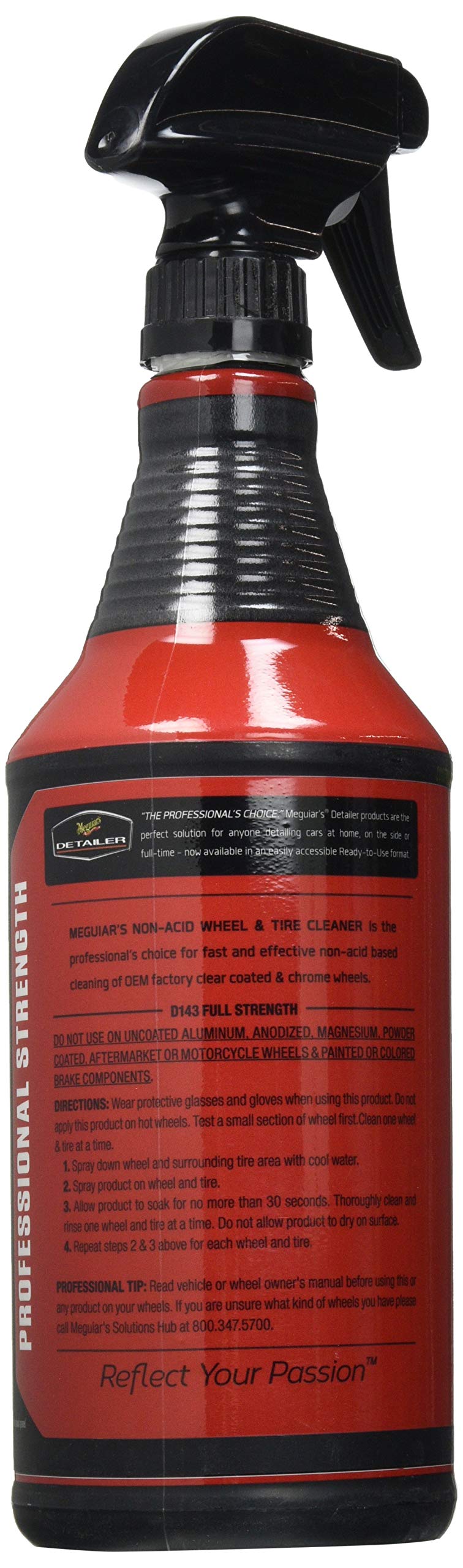 Meguiar's Non-Acid Wheel & Tire Cleaner, 32 Fl Oz, Model DRTU14332, Safe for Tires & Wheels