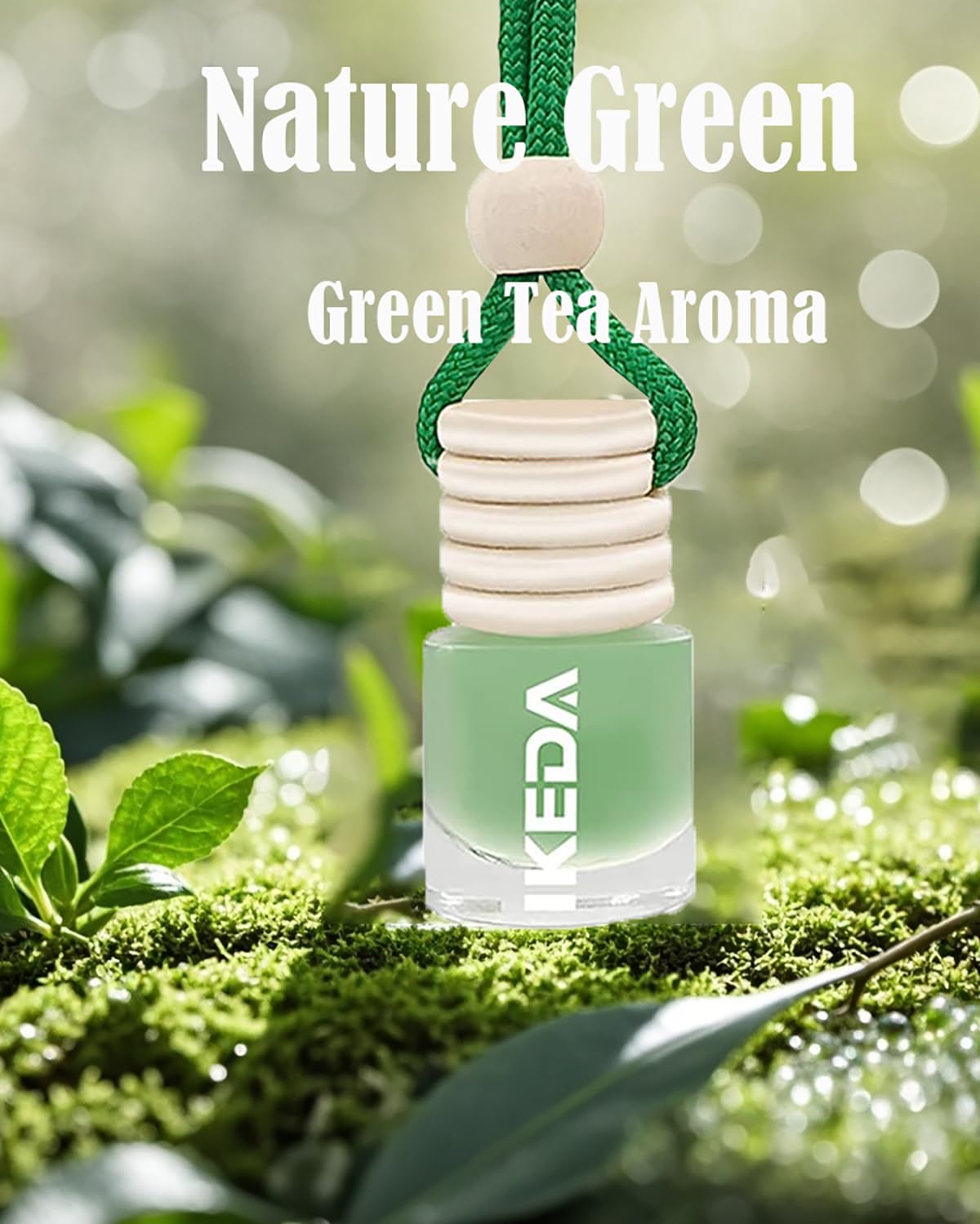 Ikeda Fragrance Car Air Freshener | 2Pcs Green Tea Scent | Long Lasting Keep Fragrance | Automobile Hanging Diffuser Bottles | R