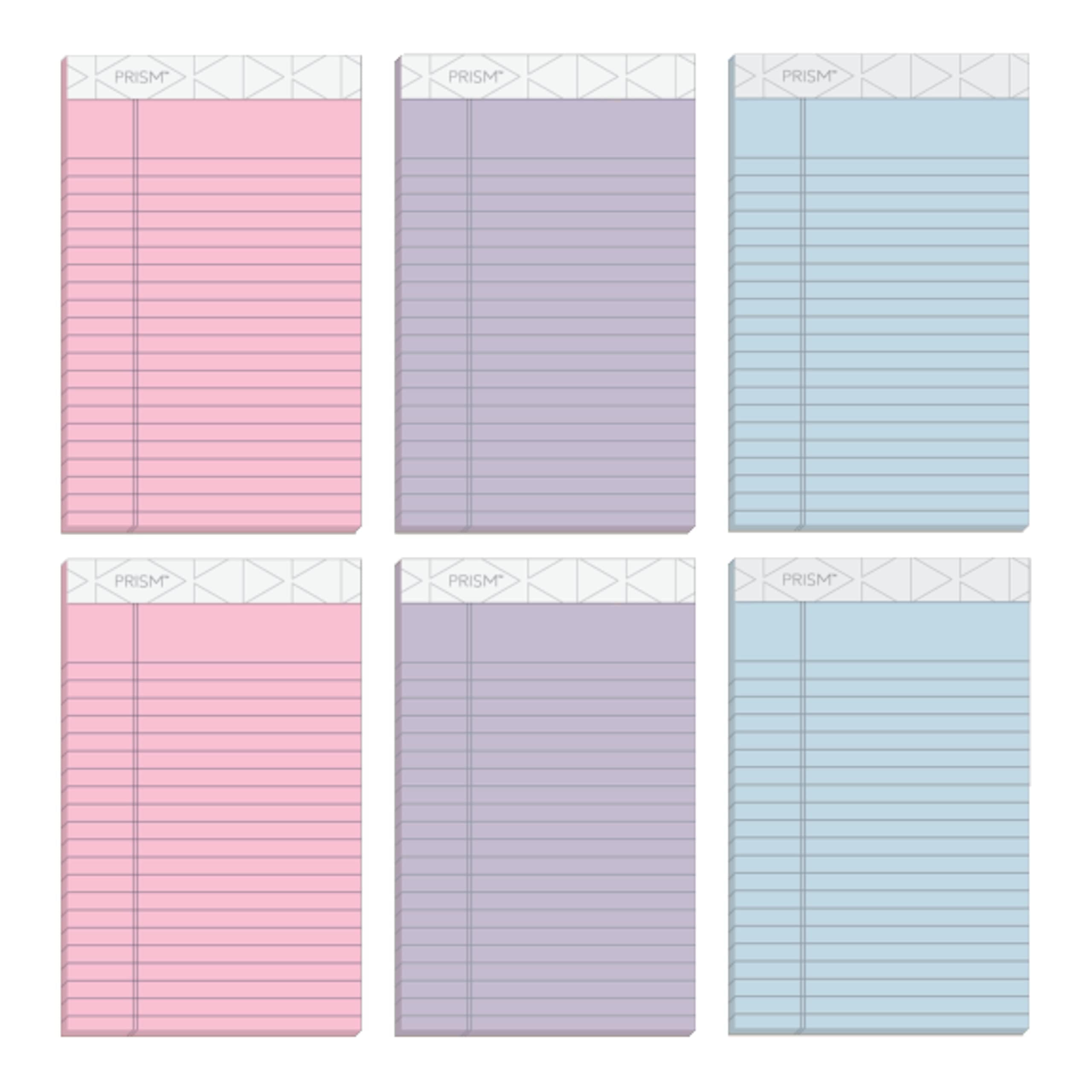 Tops 5 X 8 Legal Pads, 6 Pack, Prism Brand, 2 Pink/2 Blue/2 Purple, Narrow Ruled, 50 Sheets Per Writing Pad, Made In Usa (63016)