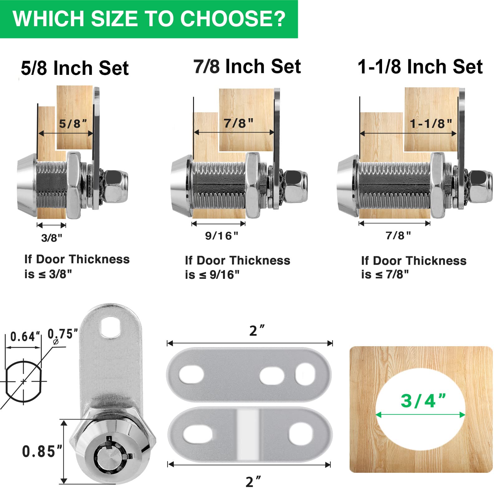 Cylinnda 2 Pack Rv Cabinet Locks Keyed Alike - 7/8' Storage Rv Locks With Keys For Storage Door & Tool Box Protection