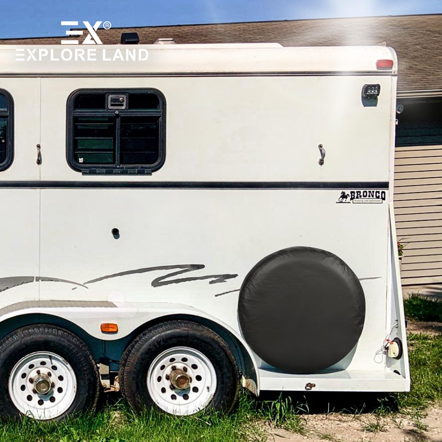 Explore Land 22-23.75 Inch Spare Tire Cover Fit Trailer, Rv, Suv, Truck, Tough Tire Wheel Soft Cover, Black