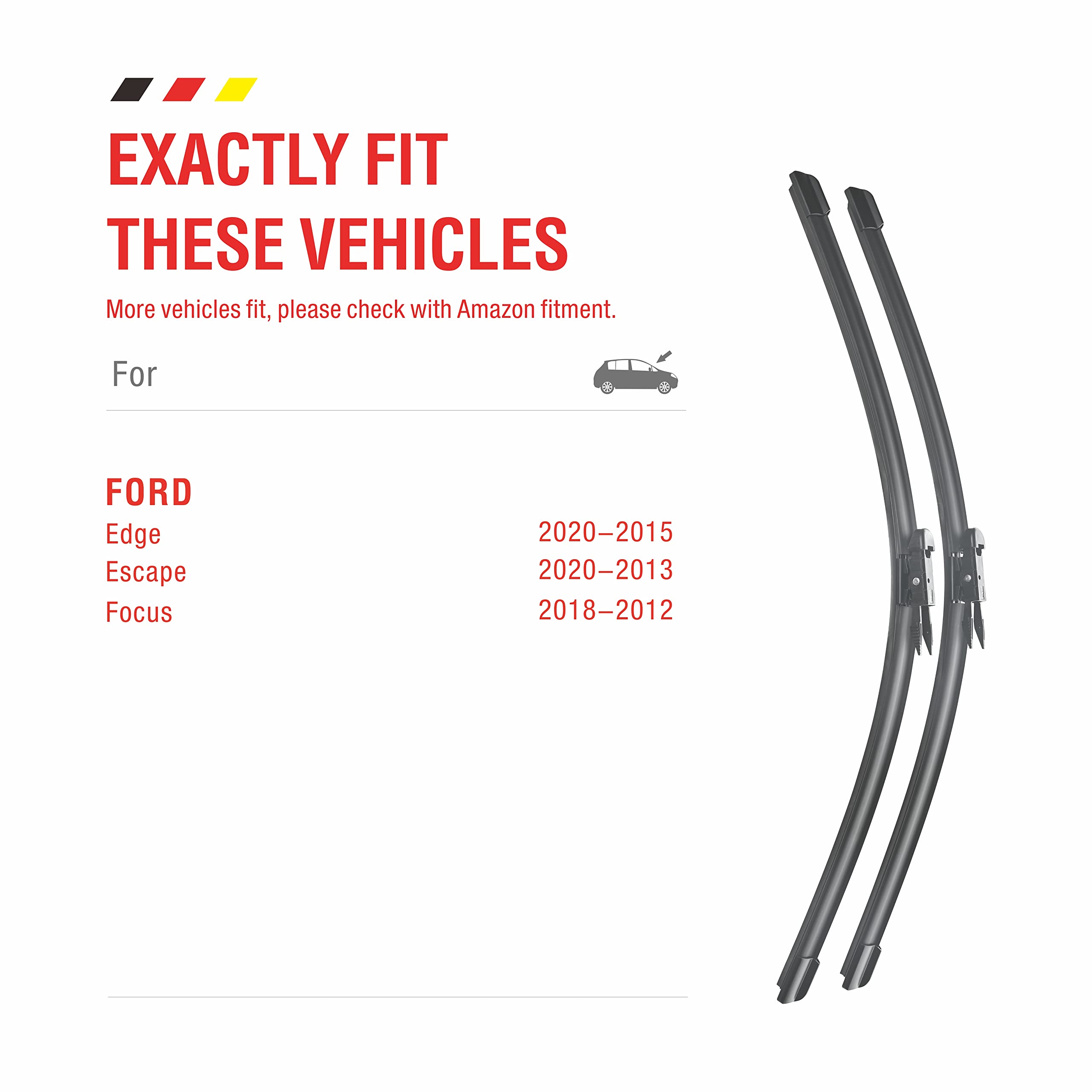 28''28'' Windshield Wiper Blades Replacement For Ford Edge 2015-2020 Escape 2013-2019 Focus 2012-2018,Oem Quality Premium All-Se